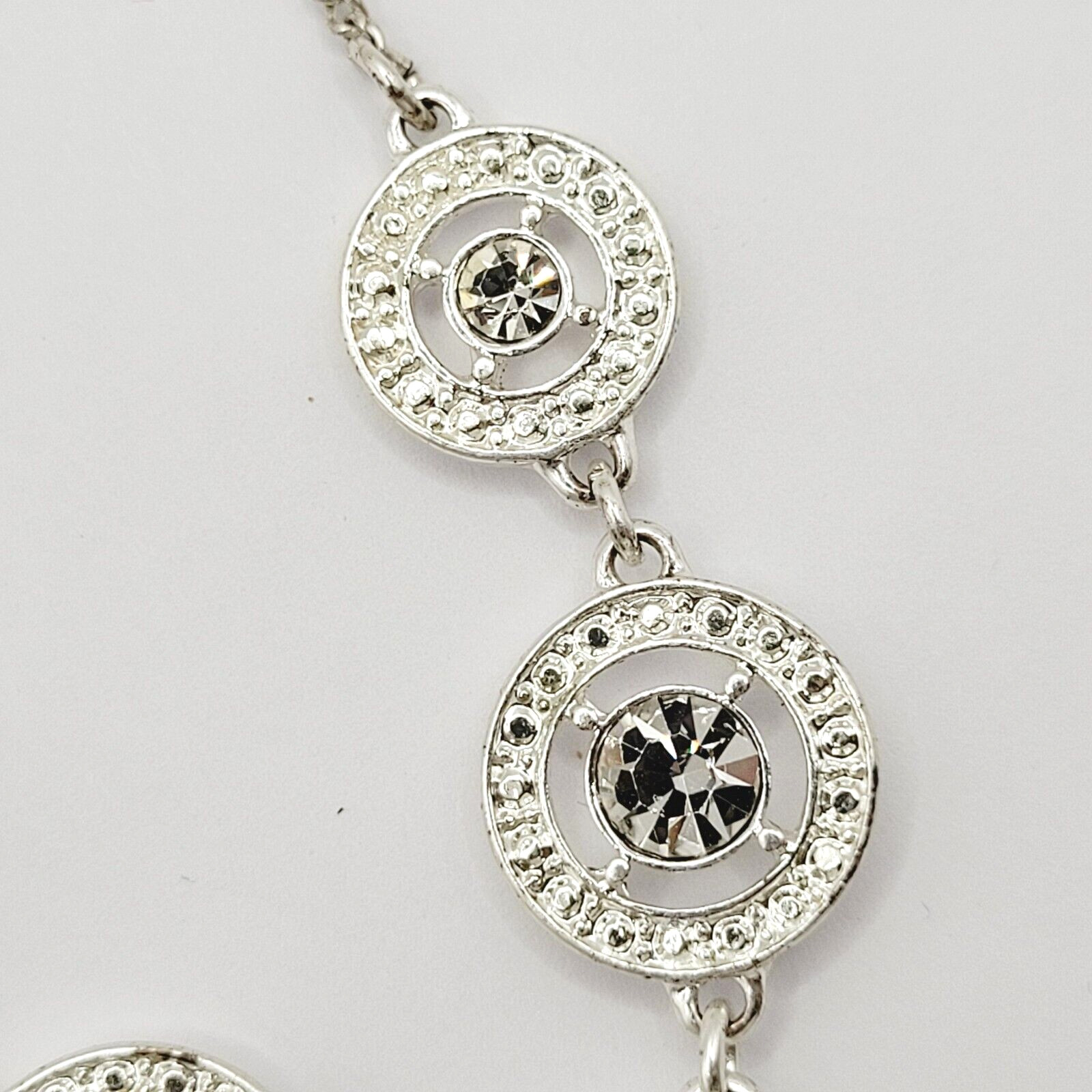 Avon NRT Professional Sparkling Rhinestone Silver Tone Metal Vintage Necklace