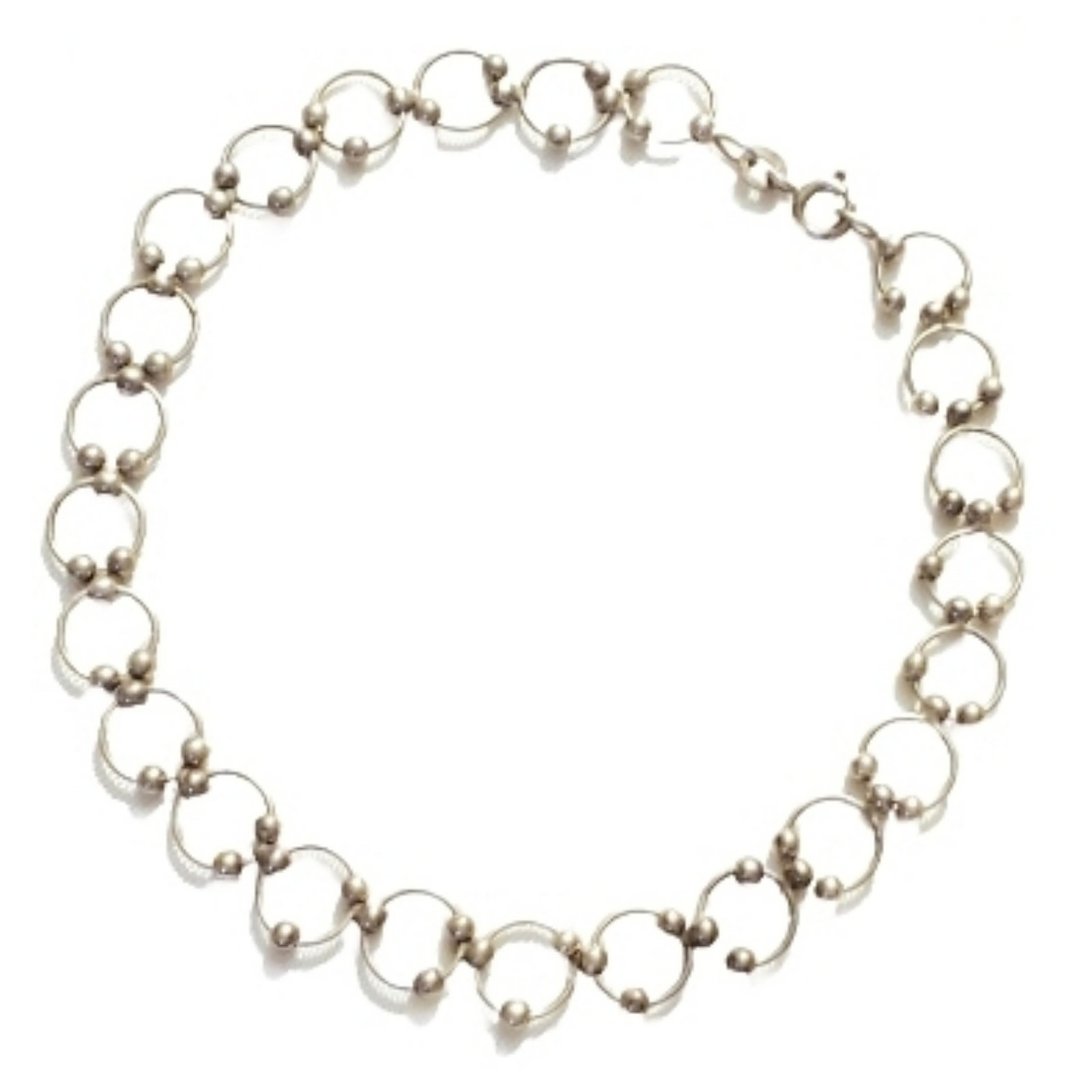 Beautiful Bali Open Circle Beaded Ball Style 925 Sterling Silver Bracelet 10″