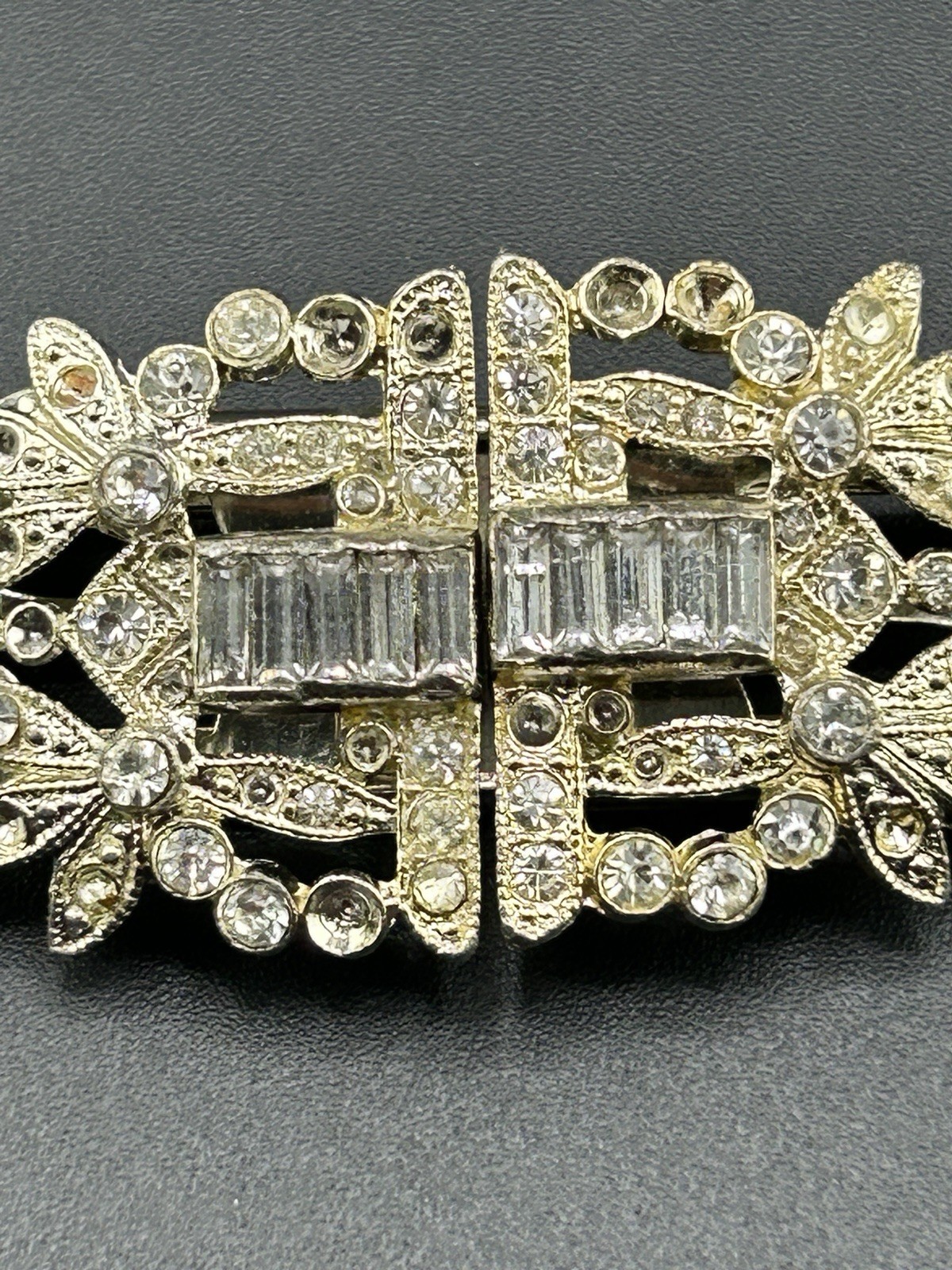 Pat Pend AT180112 Clear Rhinestones Duette Brooch Dress Clips (Missing Stones)