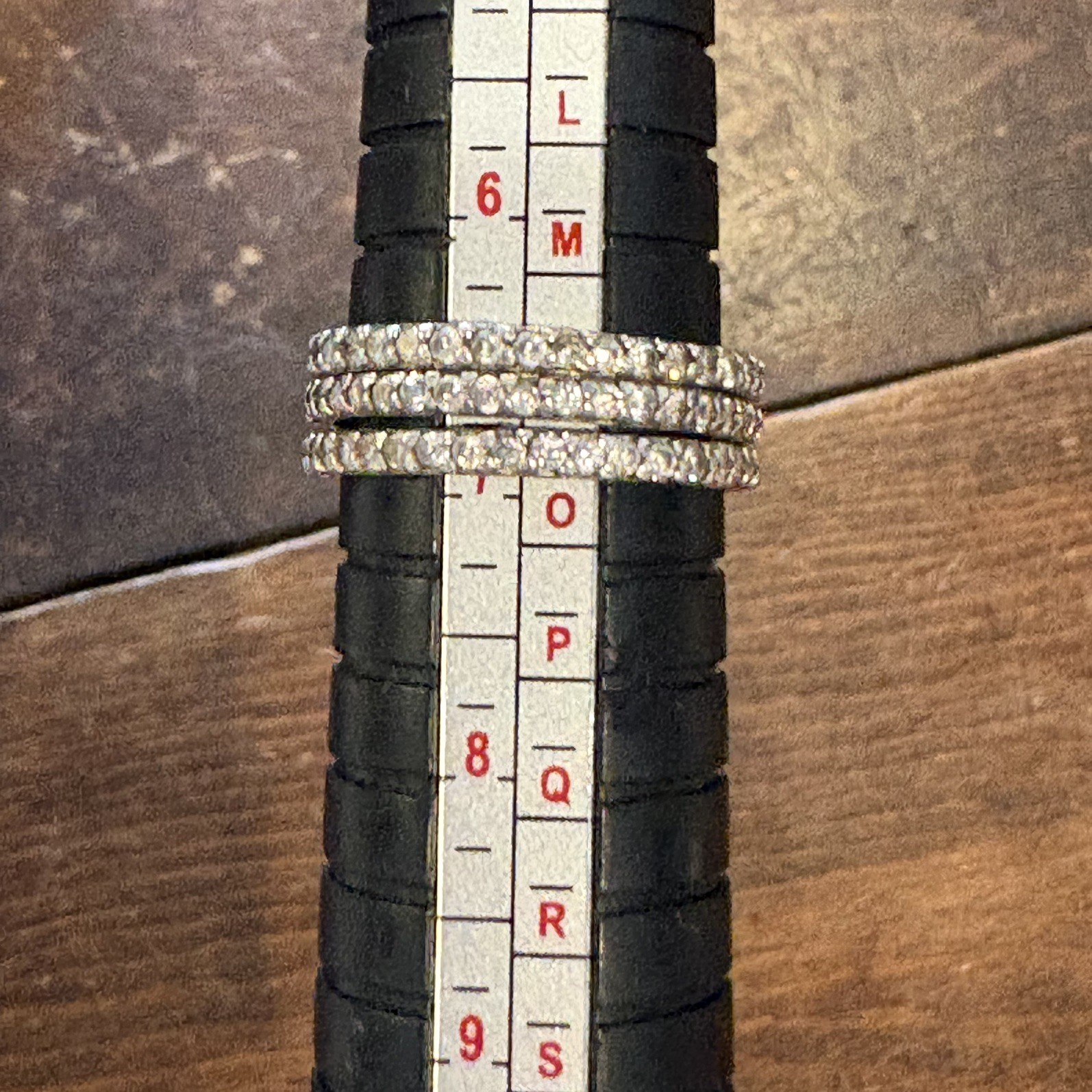 Three Stackable Sparkly Eternity Bands; 925 Sterling Silver PAS; Ring Size 7