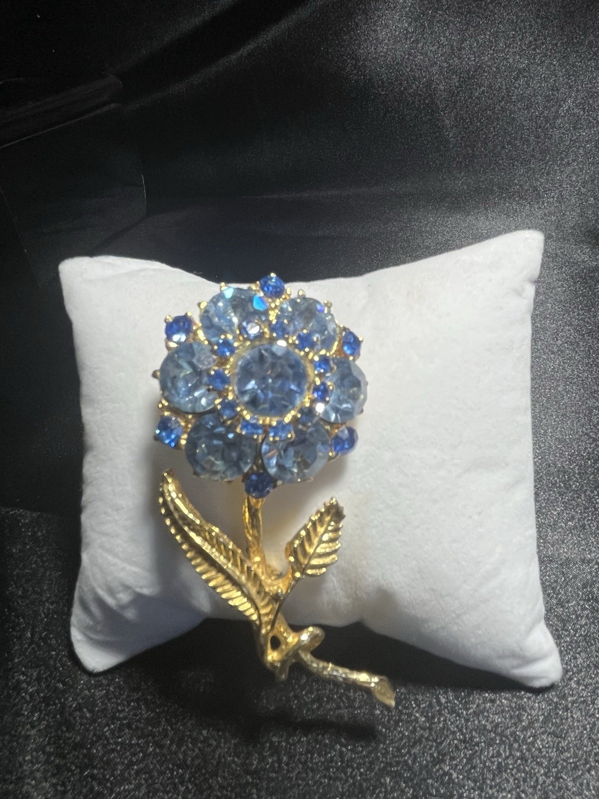 Vintage Edlee Blue Flower Brooch-Signed