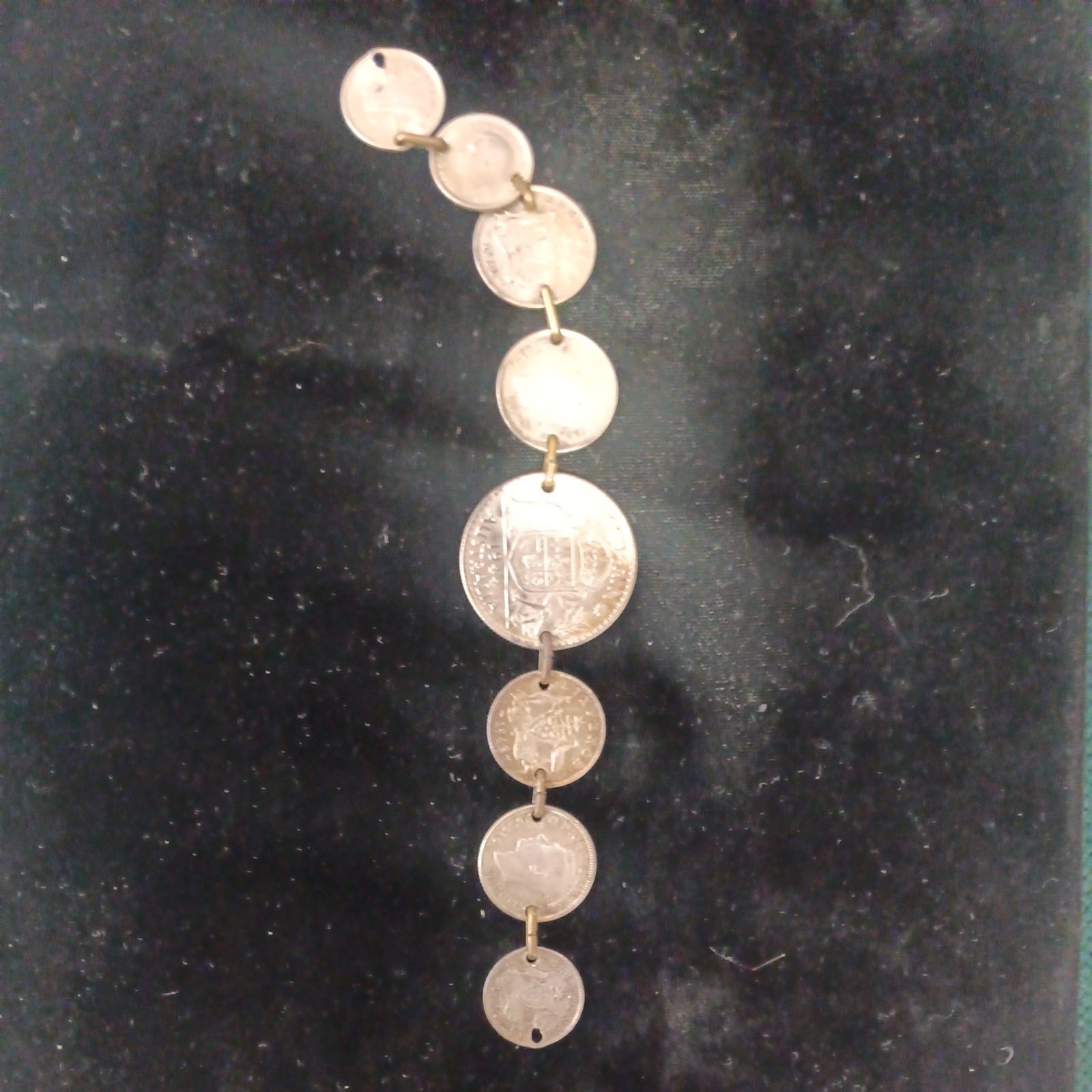 Vtg Coin Bracelet AUSTRALIA 1943-1944 FLORIN Sterling Coins 7” 8 coins silver