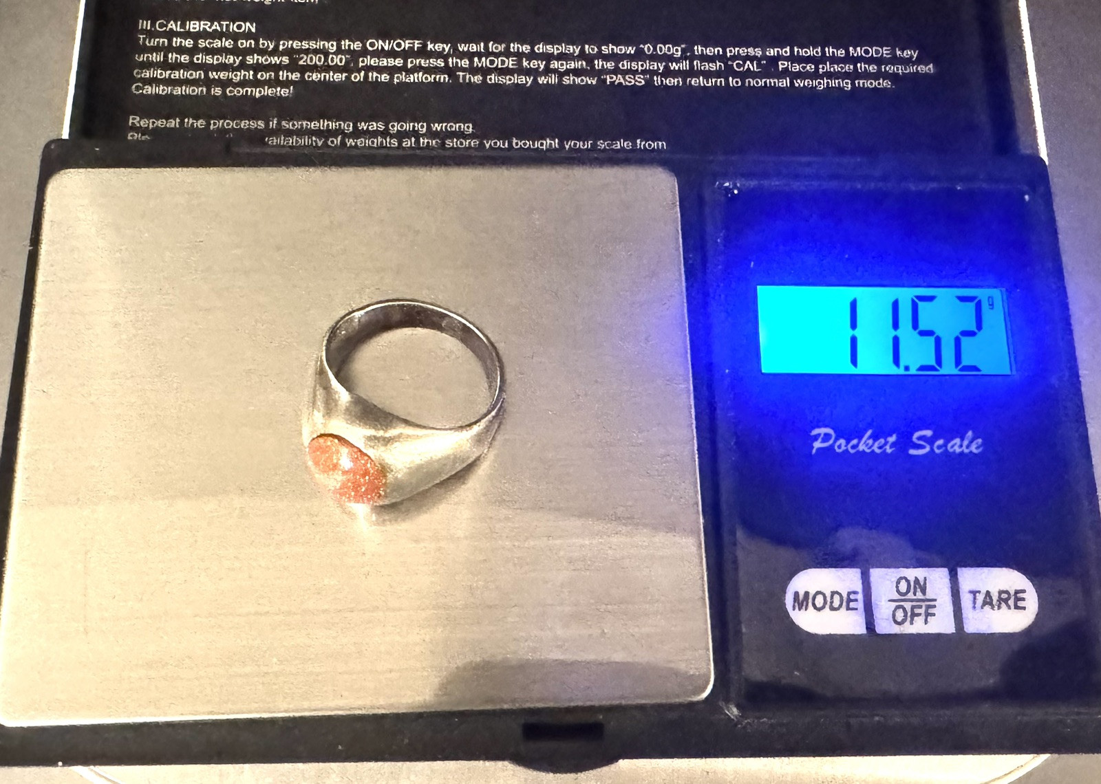 VINTAGE GOLDSTONE Sterling Silver 925 Band RING Sz 6.75