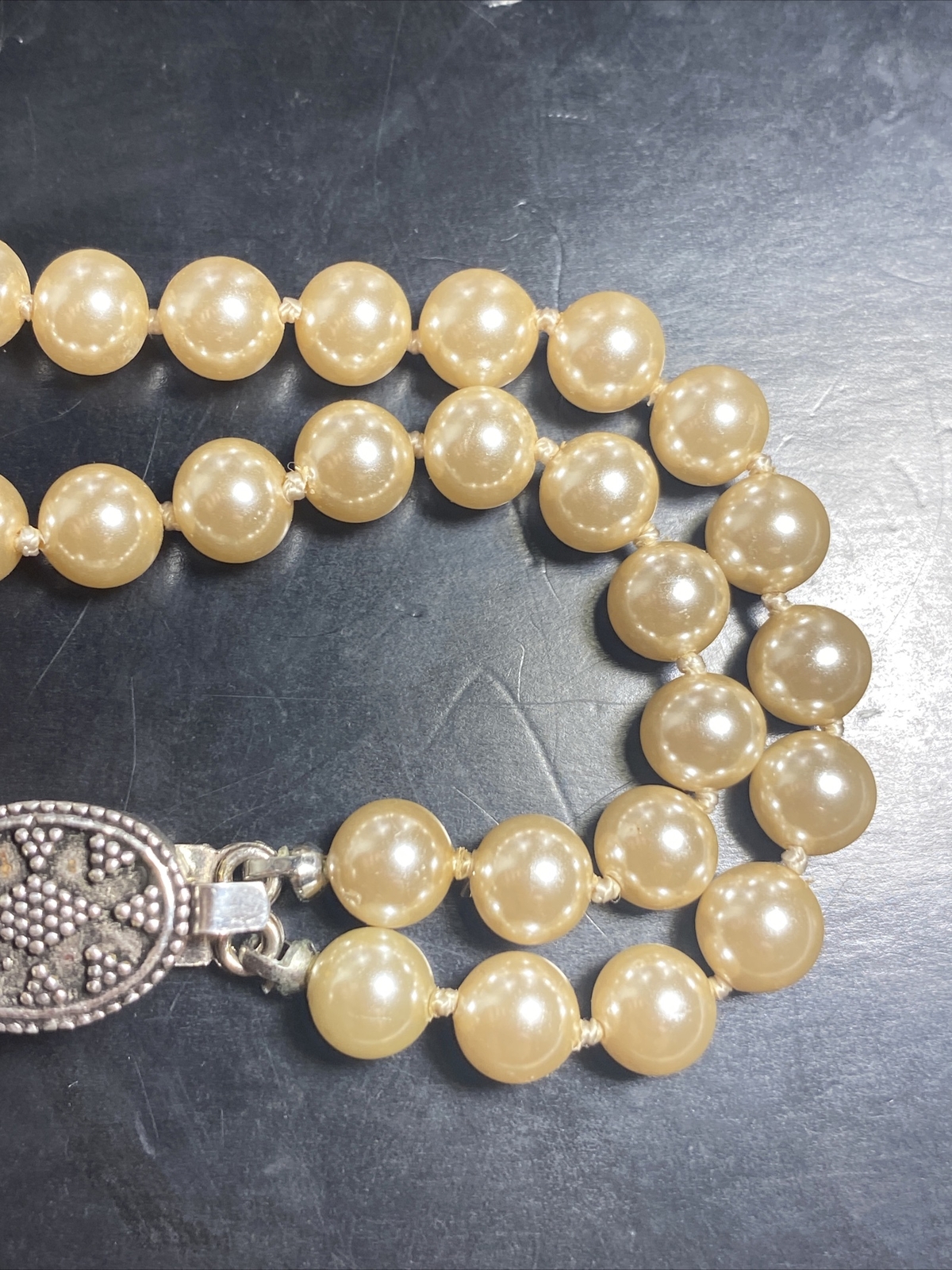 Bracelet 2 strand faux pearls Sterling Clasp Vintage Unused Mint Condition