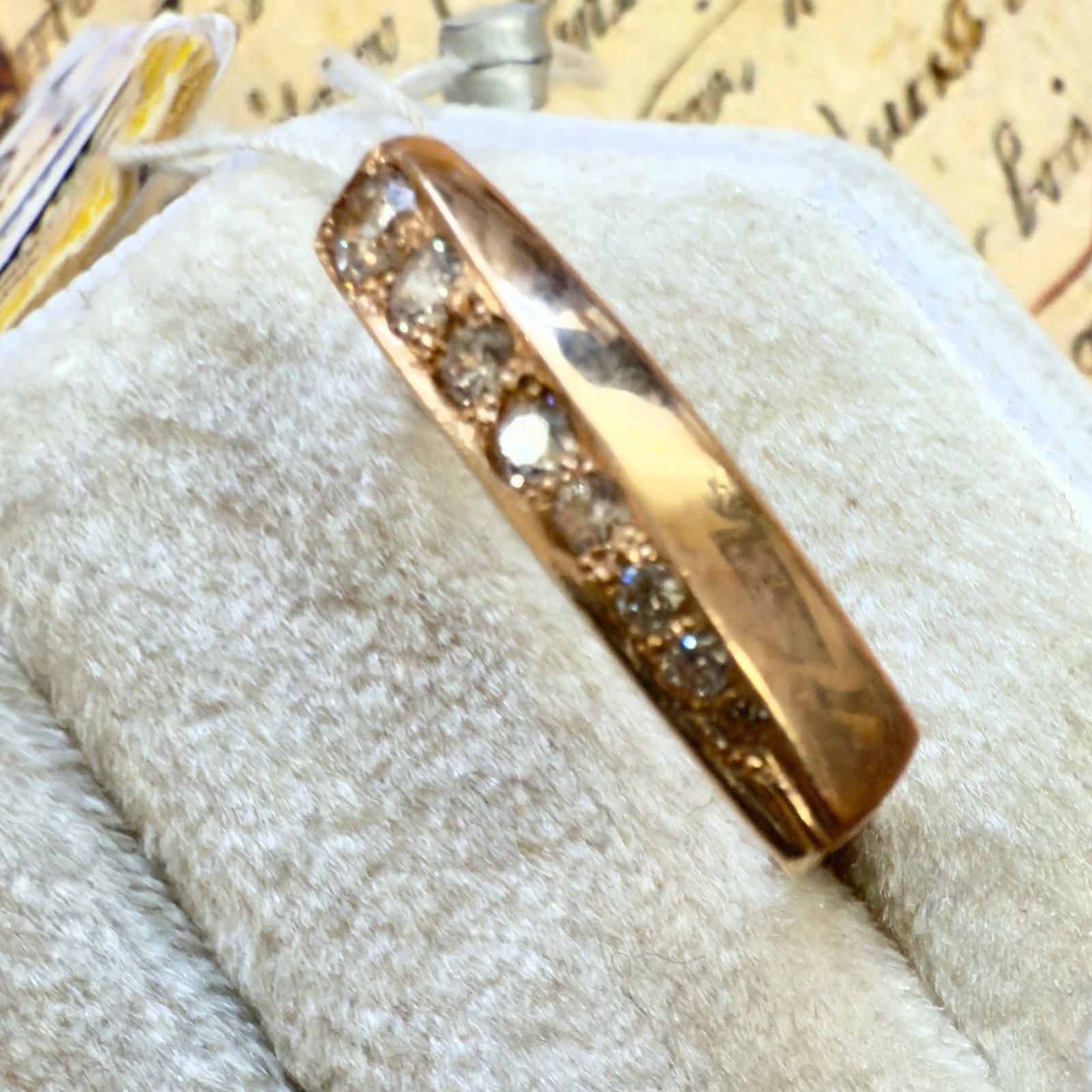 Size 7.25 – 14K 585 Rose Gold Gemstone Ring – Vintage East European #1806