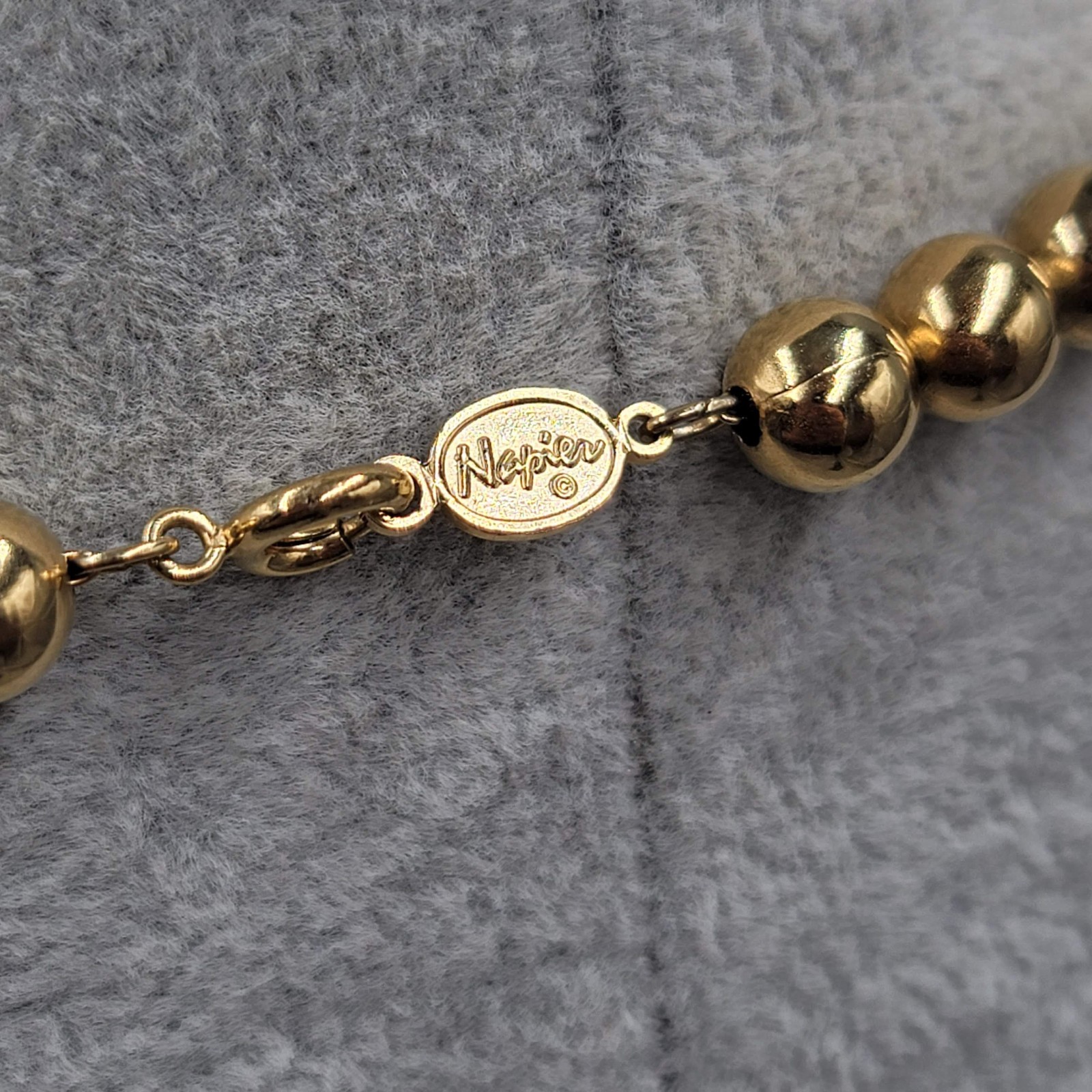 Vintage Napier Gold Plated Bead Chain Necklace 18 in