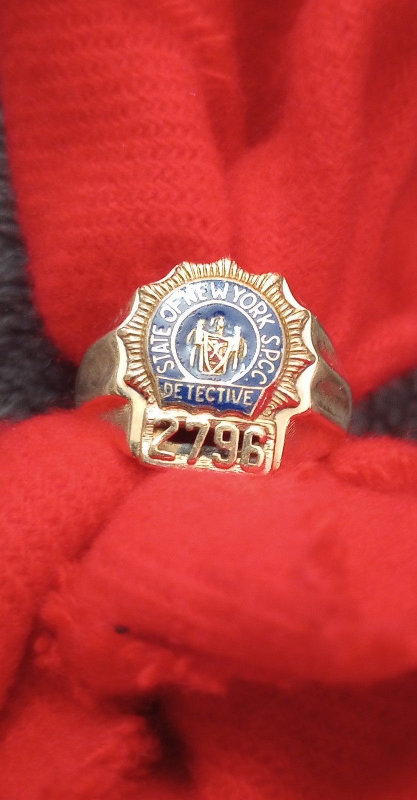 RARE 14K Gold NYSPCC Detective Badge Ring Sz 9 – 9.5 NYC History NYPD 2735