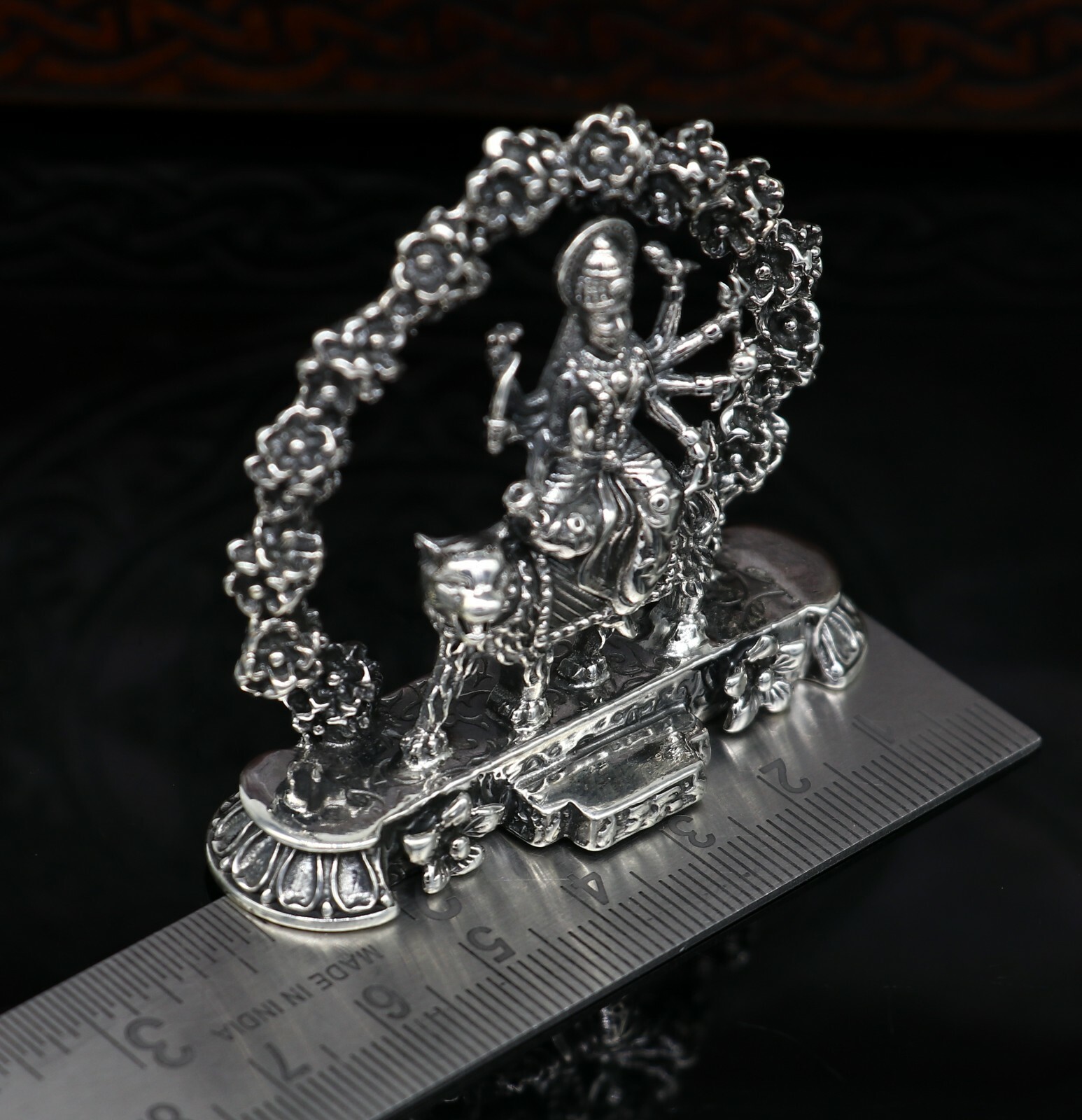 925 pure silver Goddess Gurga statue, figurine, puja article home temple art02