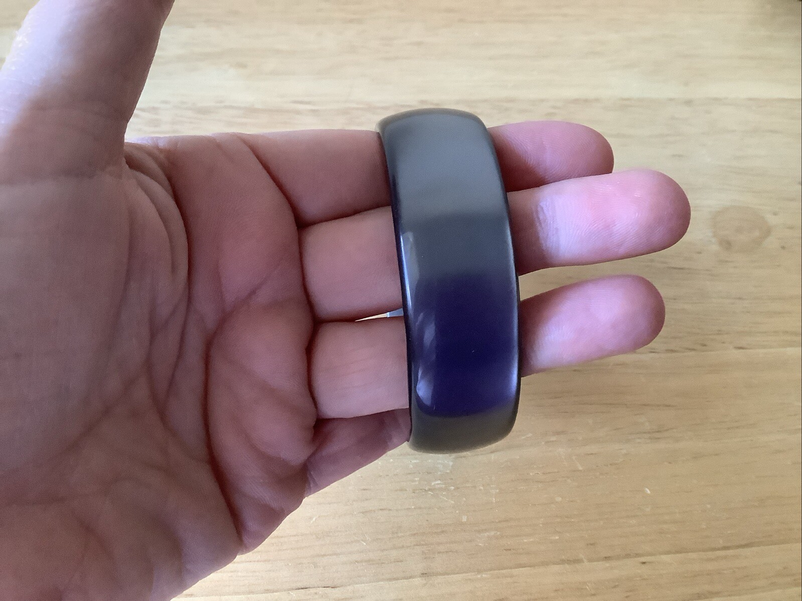 Vintage Moonglow Bangle Bracelets 2 Purple Grey Thermoset Glows Low Profile