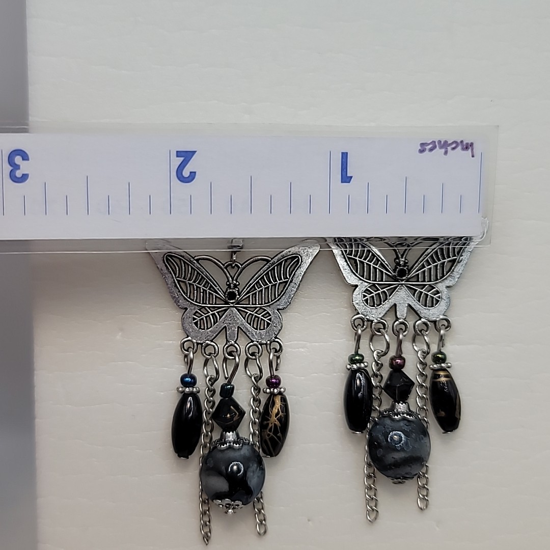 Vintage Butterfly Charm Earrings with Dangles Pierced Earrings
