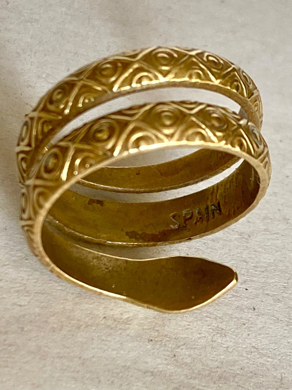 Vintage Gold over brass Coiled Snake Ring – Spain