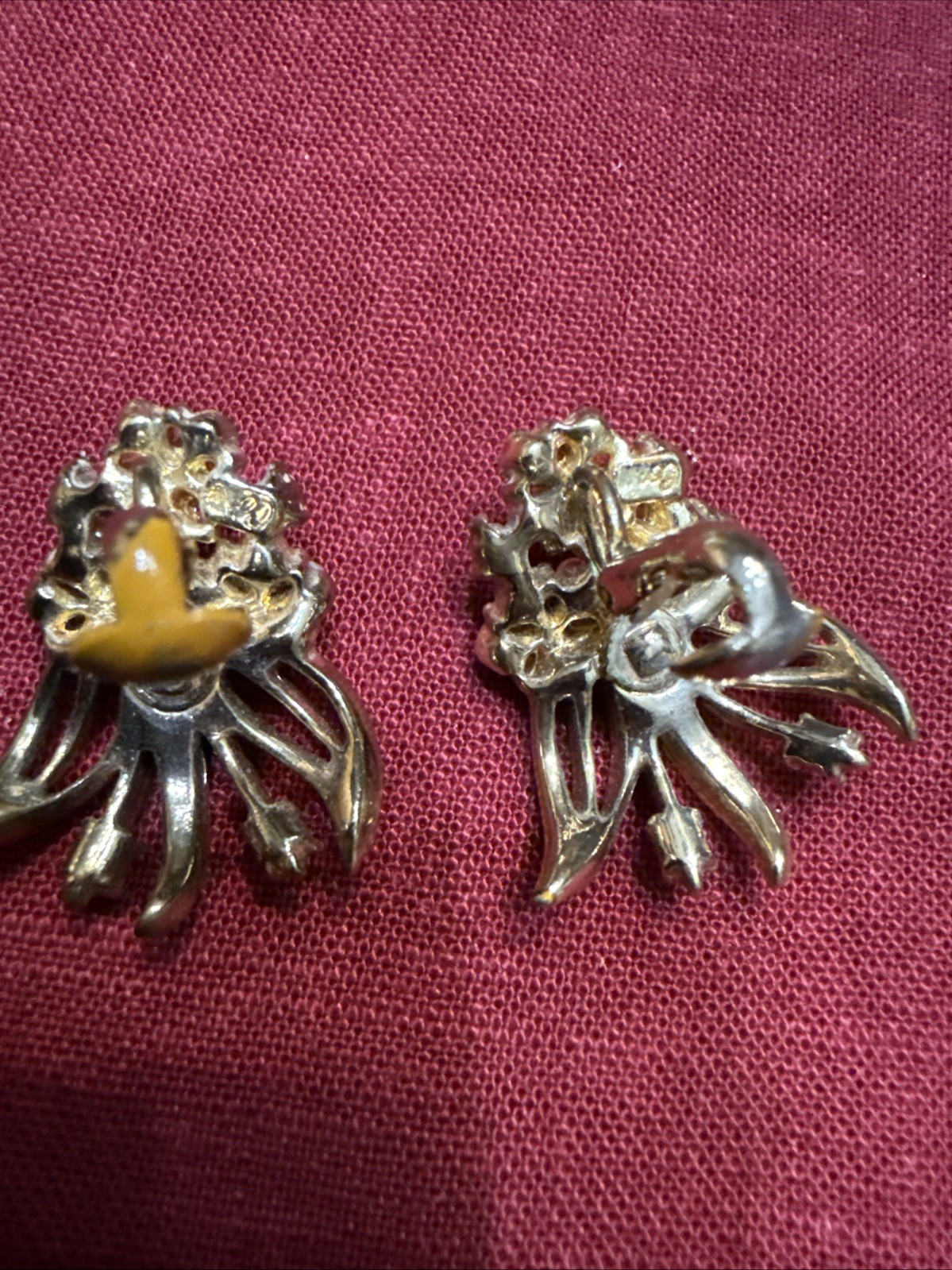 Vintage Coro MCM Signed Starburst Pendant & Earring Set Baguette Pearl