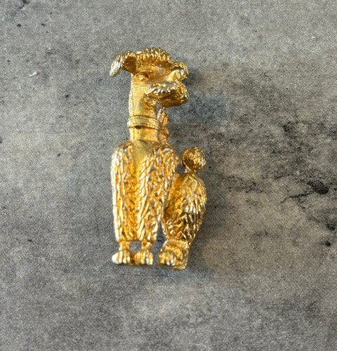 Vintage Dog Brooch Pin Gold Tone