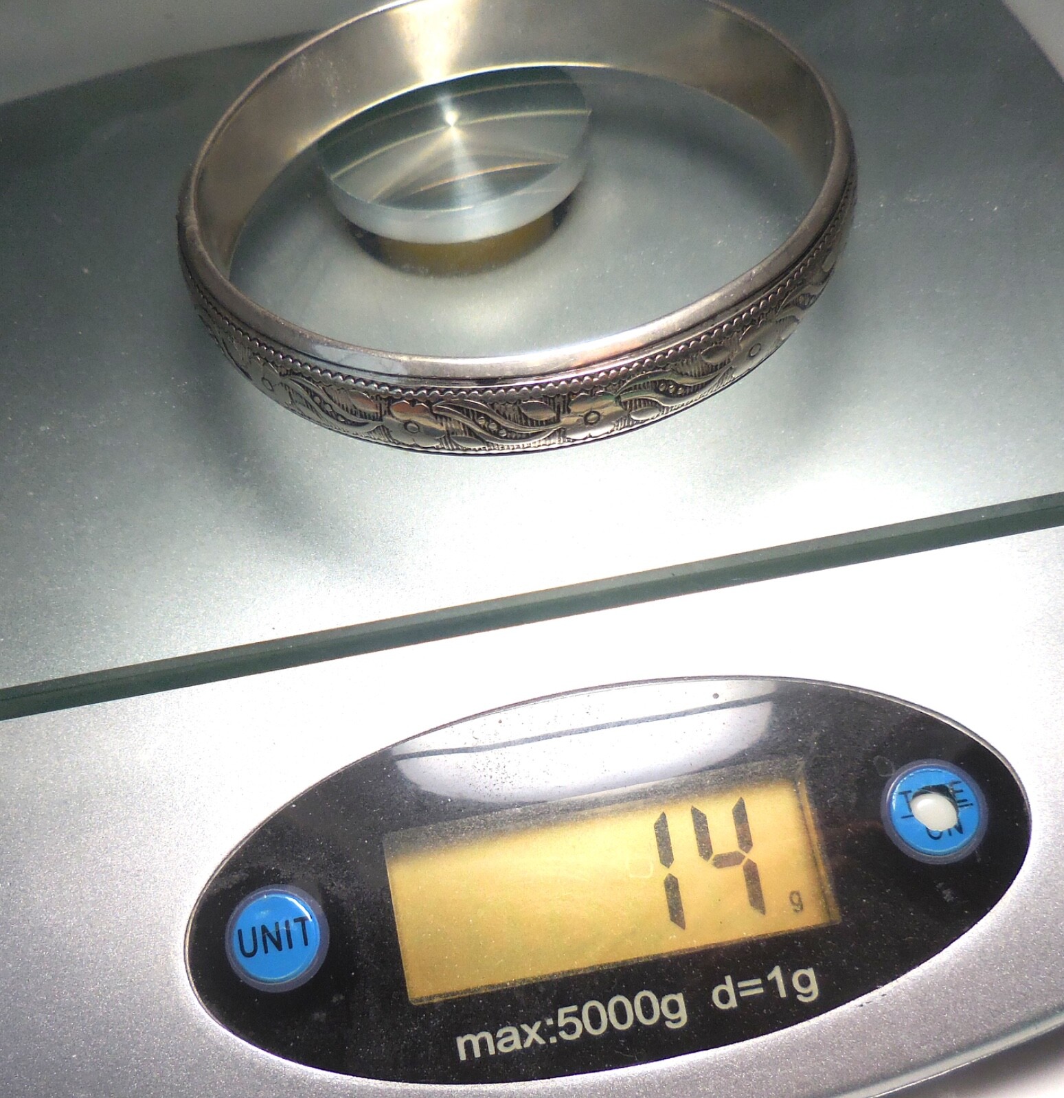 Antique Silver Alloy Bangle Bracelet Floral Engraved Vintage Estate Jewelry