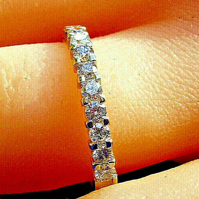 EARTH MINED DIAMOND Deco Style Wedding BAND 14K GOLD Stacking Anniversary RING