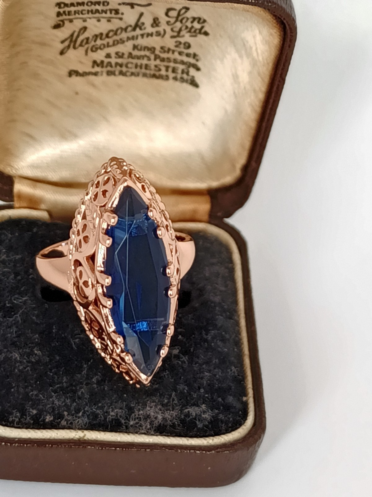 Vintage 1990-s 14 Ct Rolled Gold Sapphire Ring Size UK M US 6 Hallmarked!