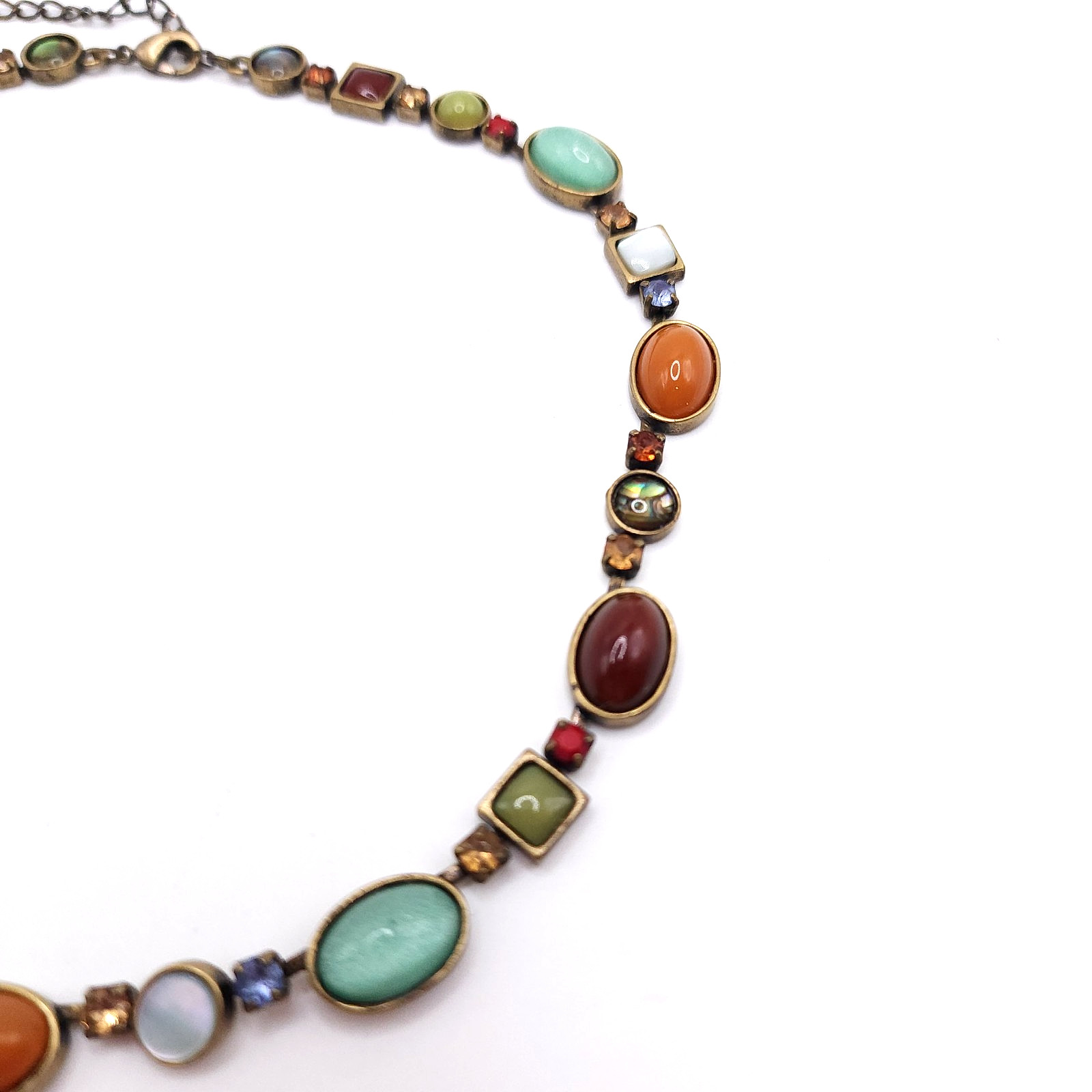 Vida Jewels Necklace Multi Stone Collar Gold Tone Boho Statement Signed 16-18in