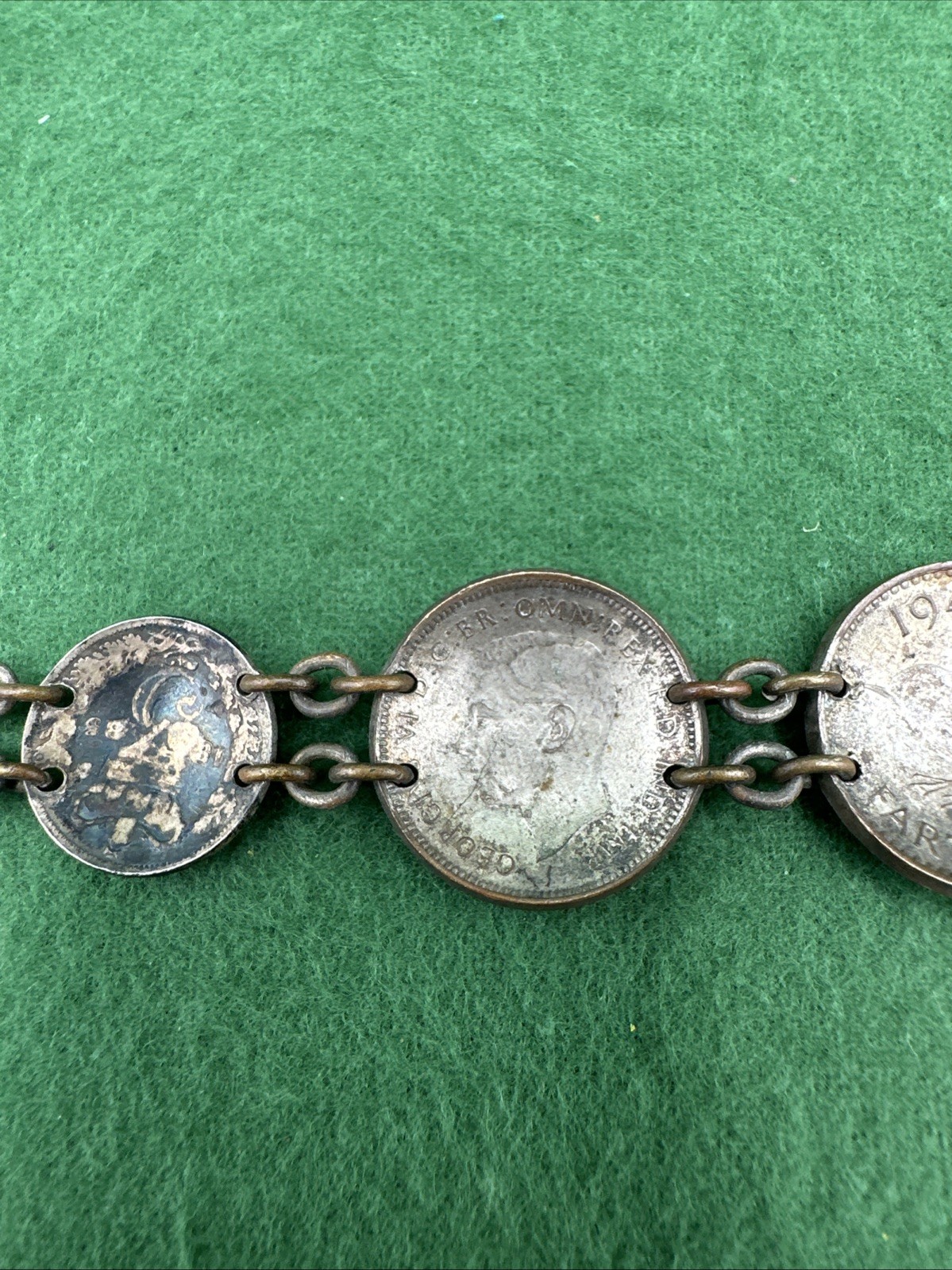 Vintage British Coin Bracelet 1944 Wren Farthing George VI WWII Era