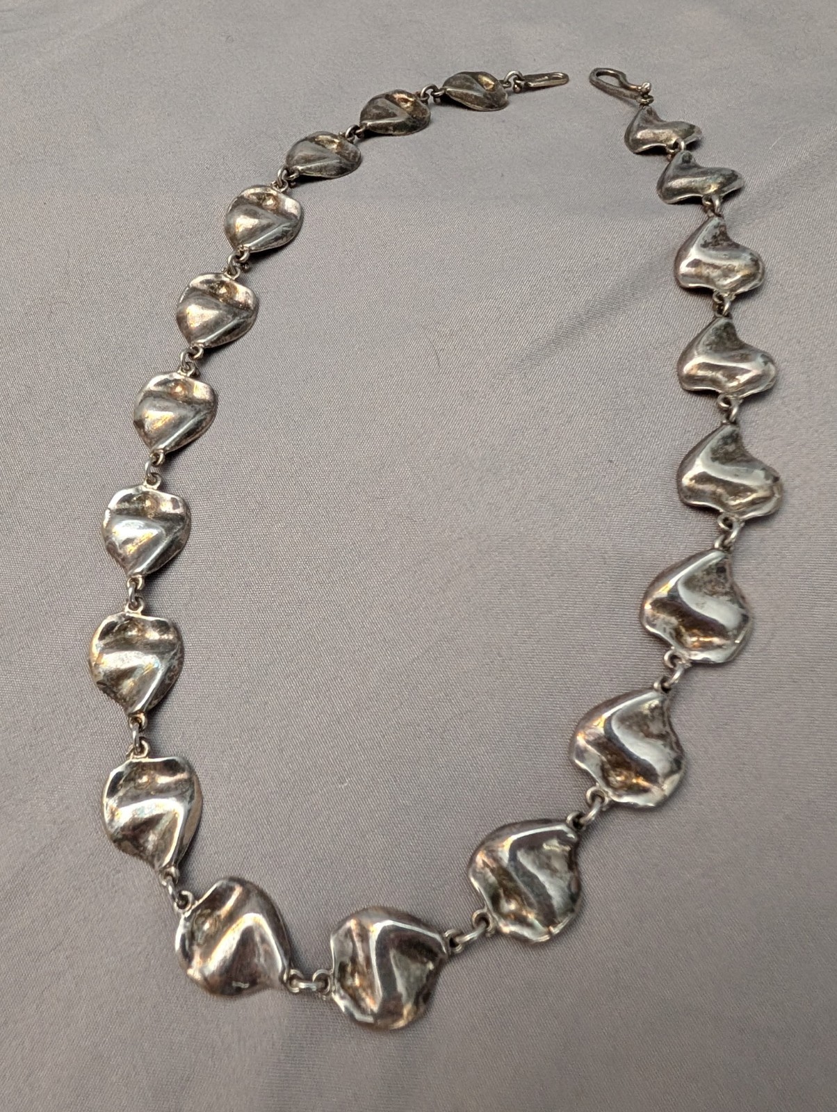 Vintage Anne Dick Sterling Silver 925 Disc Necklace w Hook Clasp – 18″
