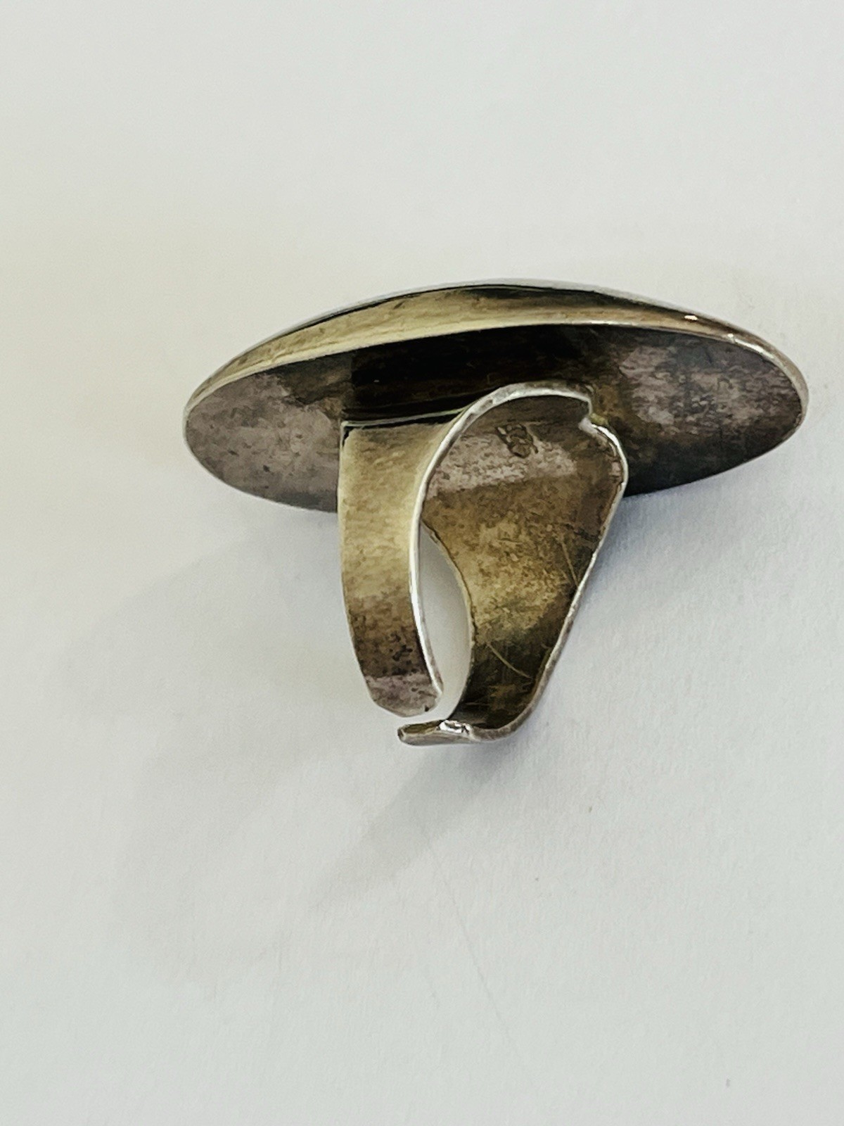 Vintage Sterling Silver Modernist Bold Elongated Dome Ring Size 6 Adjustable