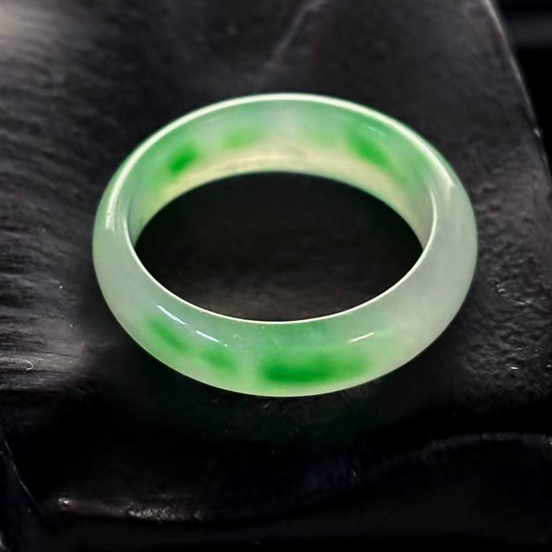 US Size 9.75, Burmese Translucent Natural Jade Jadeite Ring Band