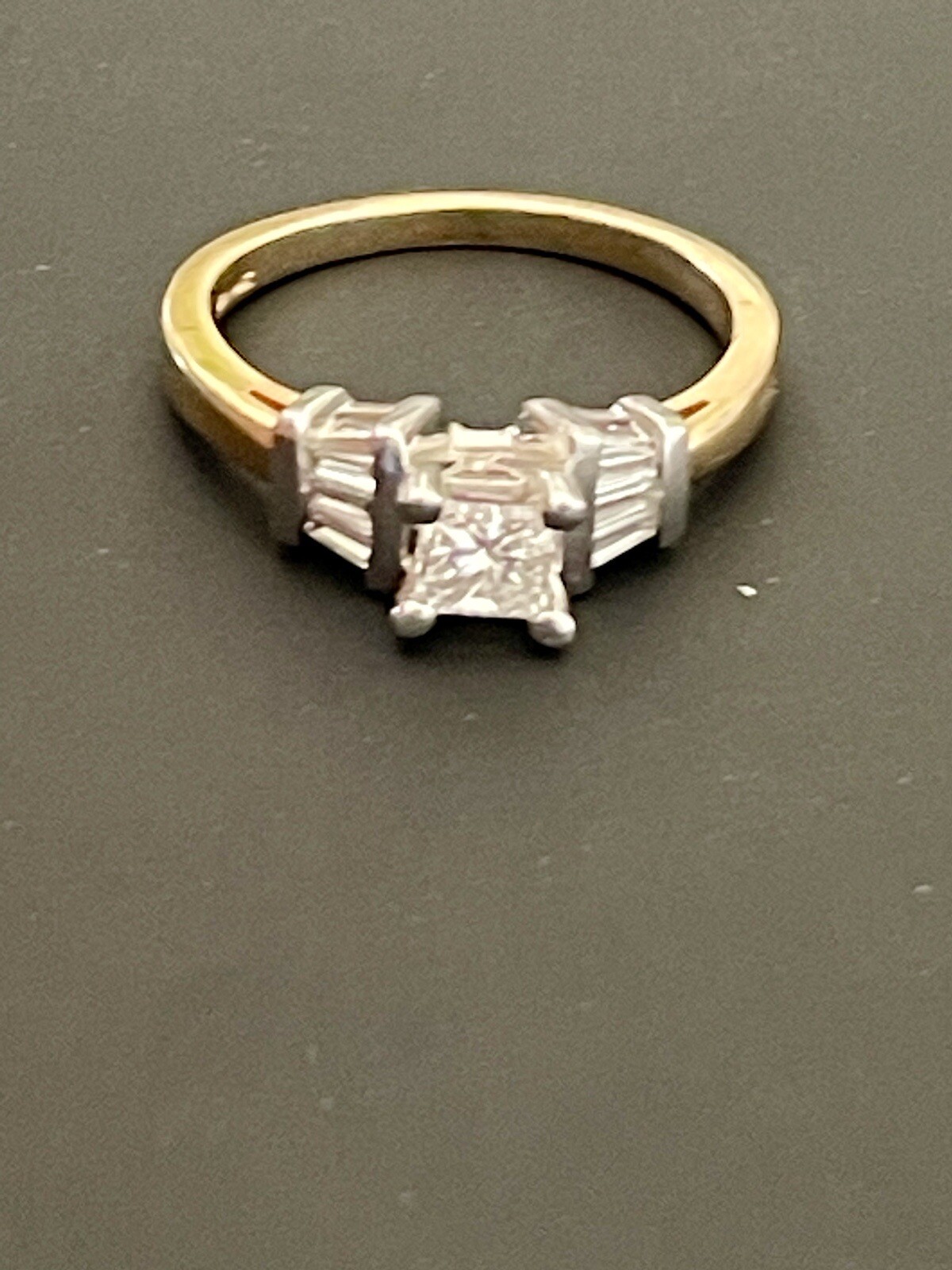 14KT Yellow/White Gold 0.60CTW Diamond Engagement Ring. Size 7 , (S181)
