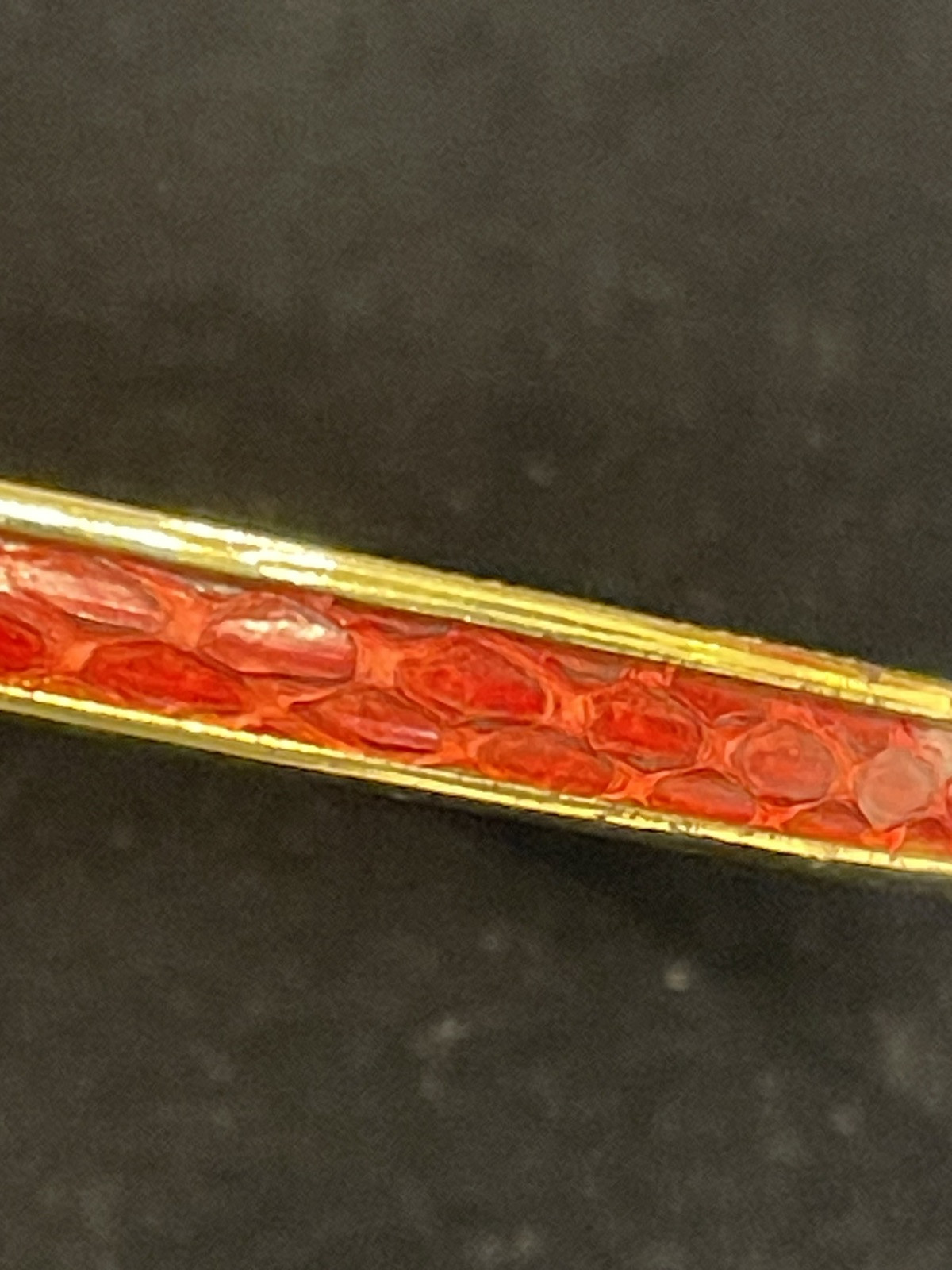 LAPO FLORENCE ITALY Snake Skin Red bracelet gold filled hinge bangle Very Good