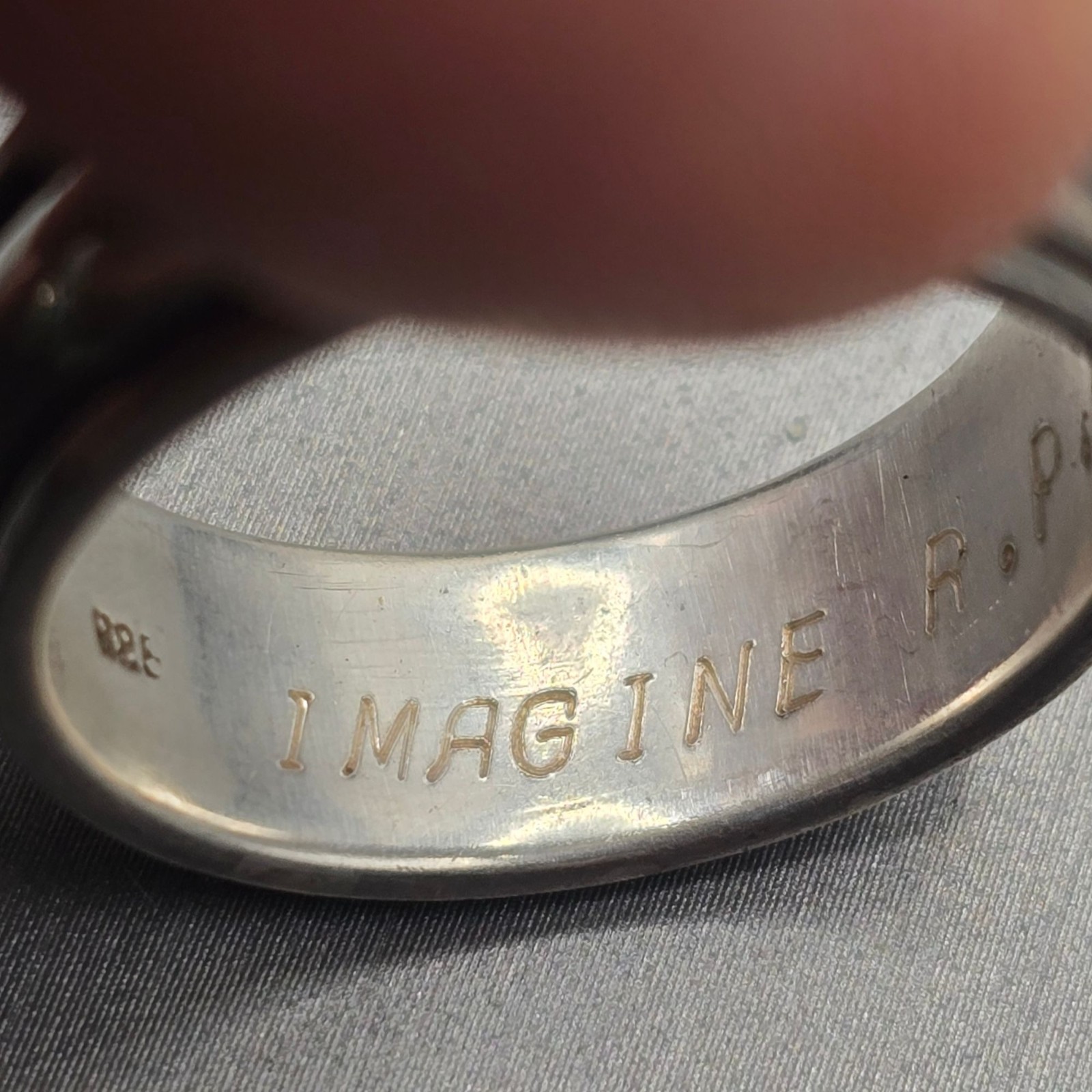 Vintage Sterling Silver ‘Imagine’ Fidget Spinner Ring Size 10.5 Wide 8.2mm Band