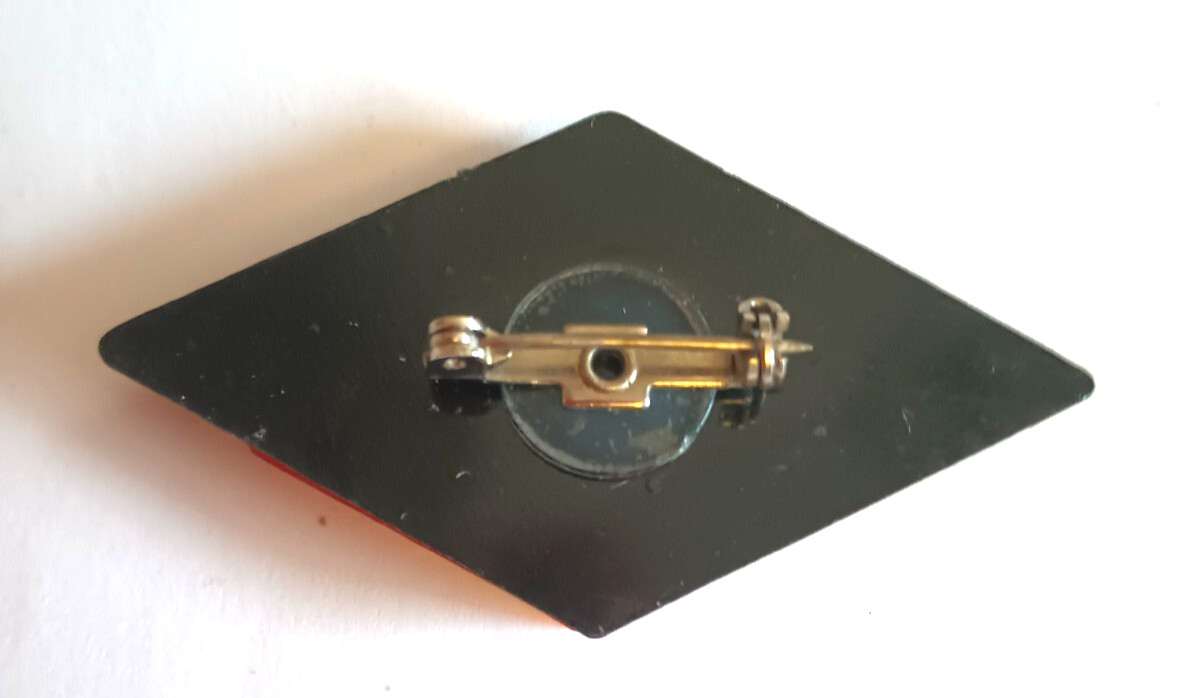Post Modern Memphis Style Black & Red Acrylic Lucite Geometric Pin Brooch