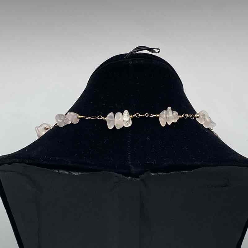 14K Gold Filled Rose Quartz Chip Station Necklace 19″ 1/20 14KGF 30g