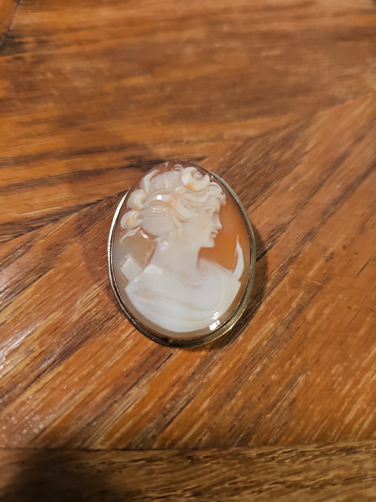 14k Yellow Gold Vintage Shell Carved Cameo Brooch / Pendant 8.31g 1.5×1.25 Inch
