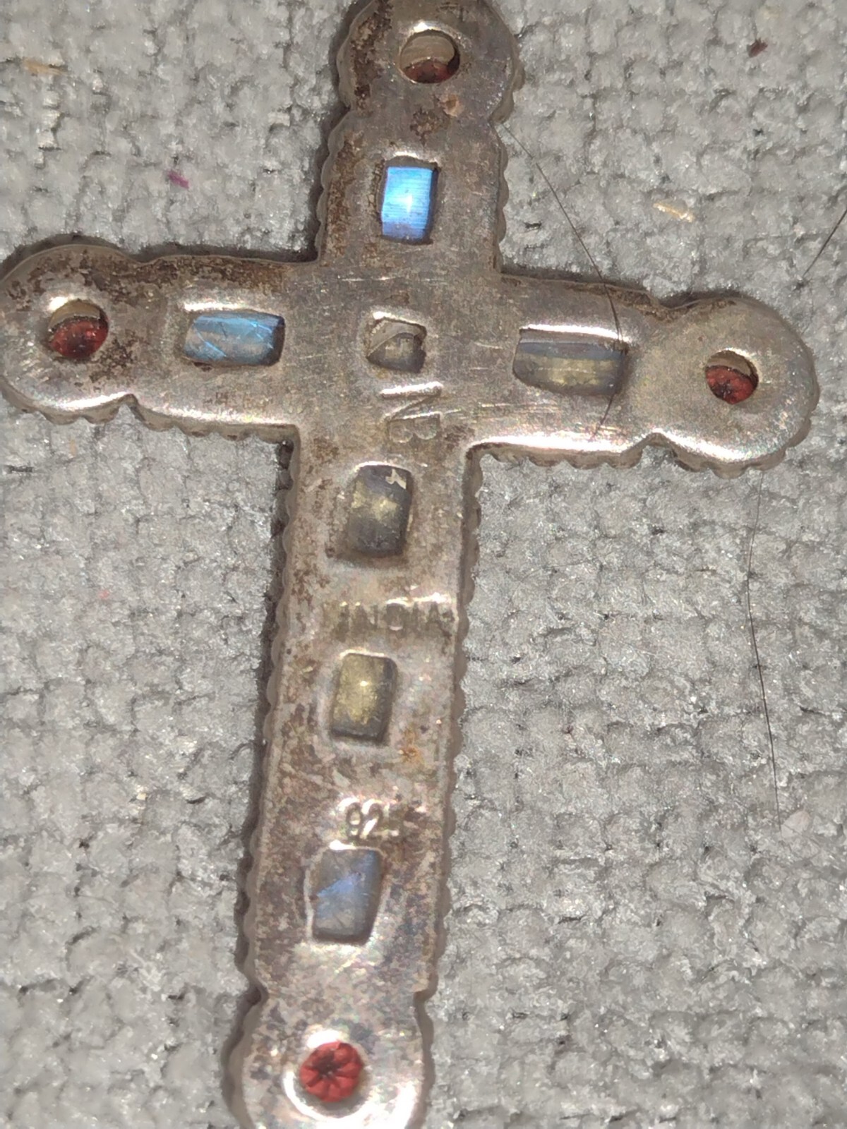 vintage Nicky Butler sterling silver moonstone cross pendant