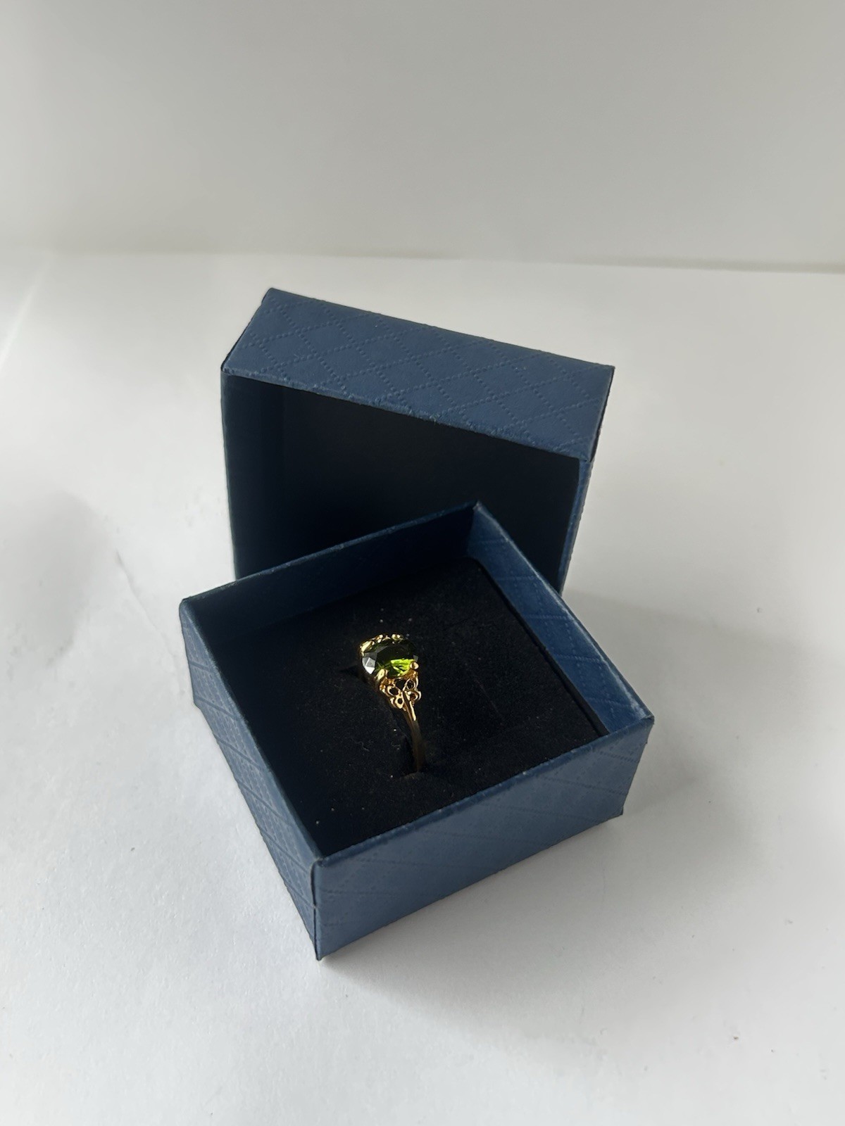 Vintage Green Cubic Zirconia Ring Gold Plated Womens Size 7.5
