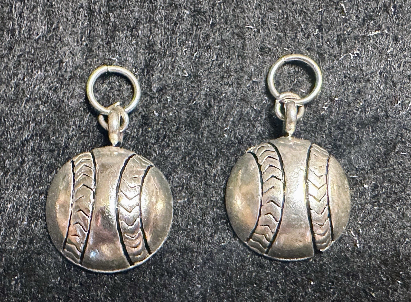 Lot of 8 Baseball Themed Silver-Tone Charms & 1 Enameled Pendant, Metal Alloy