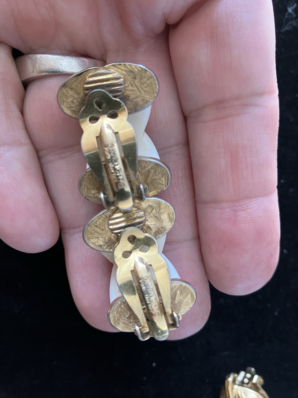 3 Pr Vtg Givenchy Clip On Earrings Chunky Doorknockers Cabochon X’s Signed