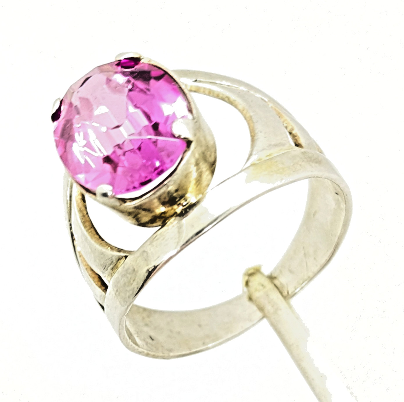 Vintage Luxury Soviet RING Silver⭐️875 with Big Bright Ruby -10.5US (20mm) | #77