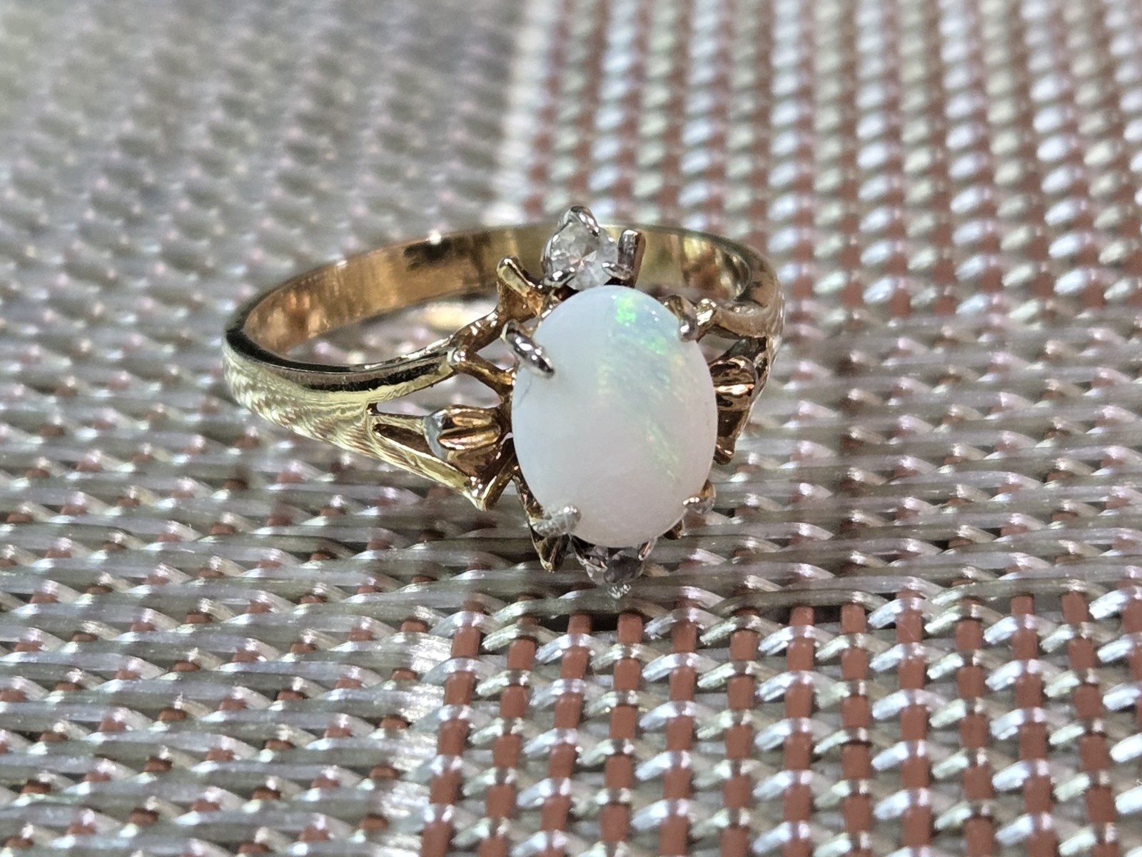 Vintage Opal Estate Jewelry Ring Yellow Gold 10k ST