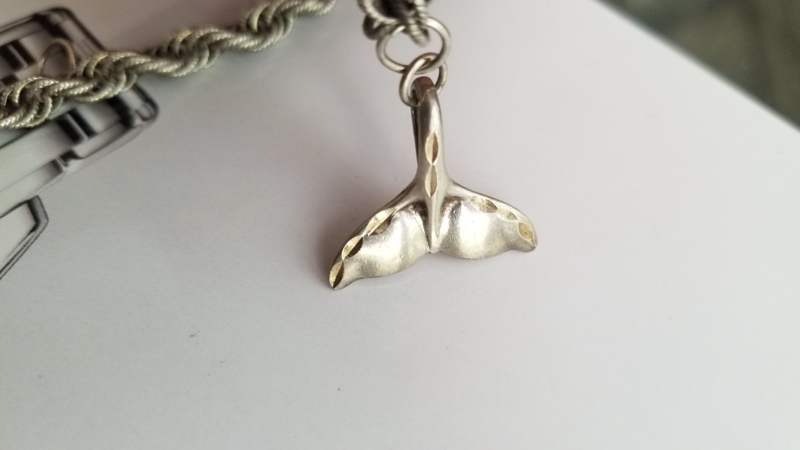 .75″ Vintage Sterling 925 SILVER Whale Tail no Bracelet CHARM Pendant
