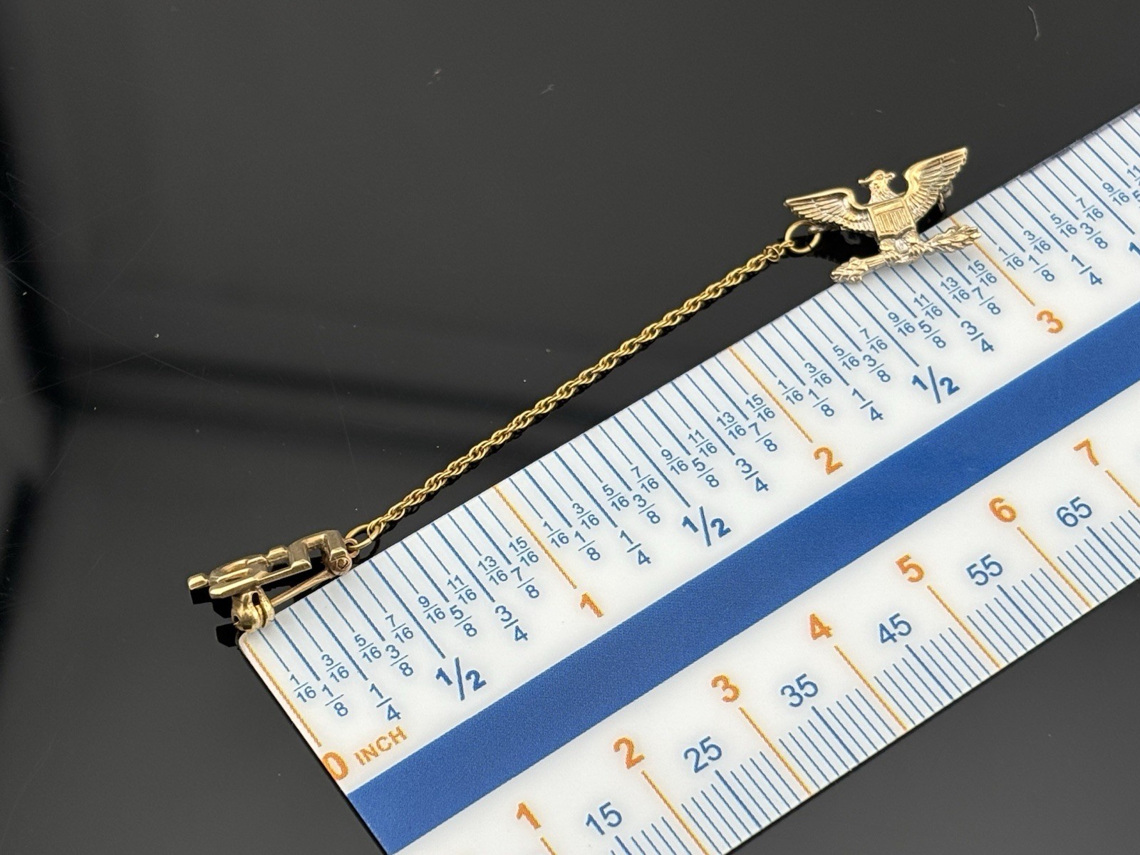 Vintage 10k Yellow Gold US MILITARY PINS Connected w Chain US & Eagle Colonel 2g