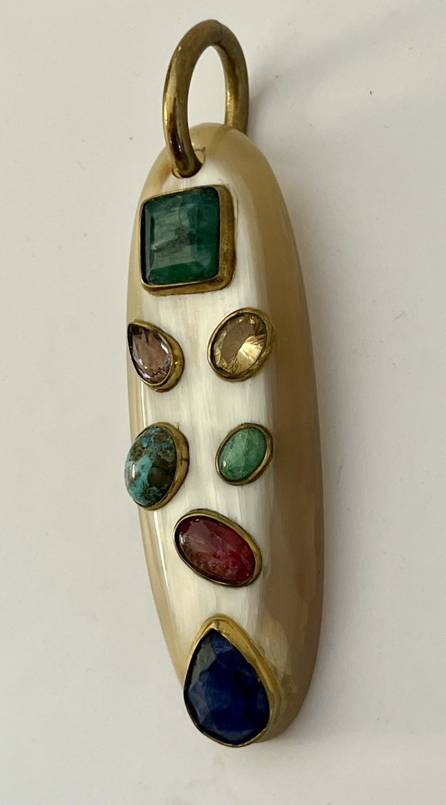 Ashley Pittman Pendant Signed AP Kenya Vintage Gemstones Horn? Bone? Vtg Jewelry