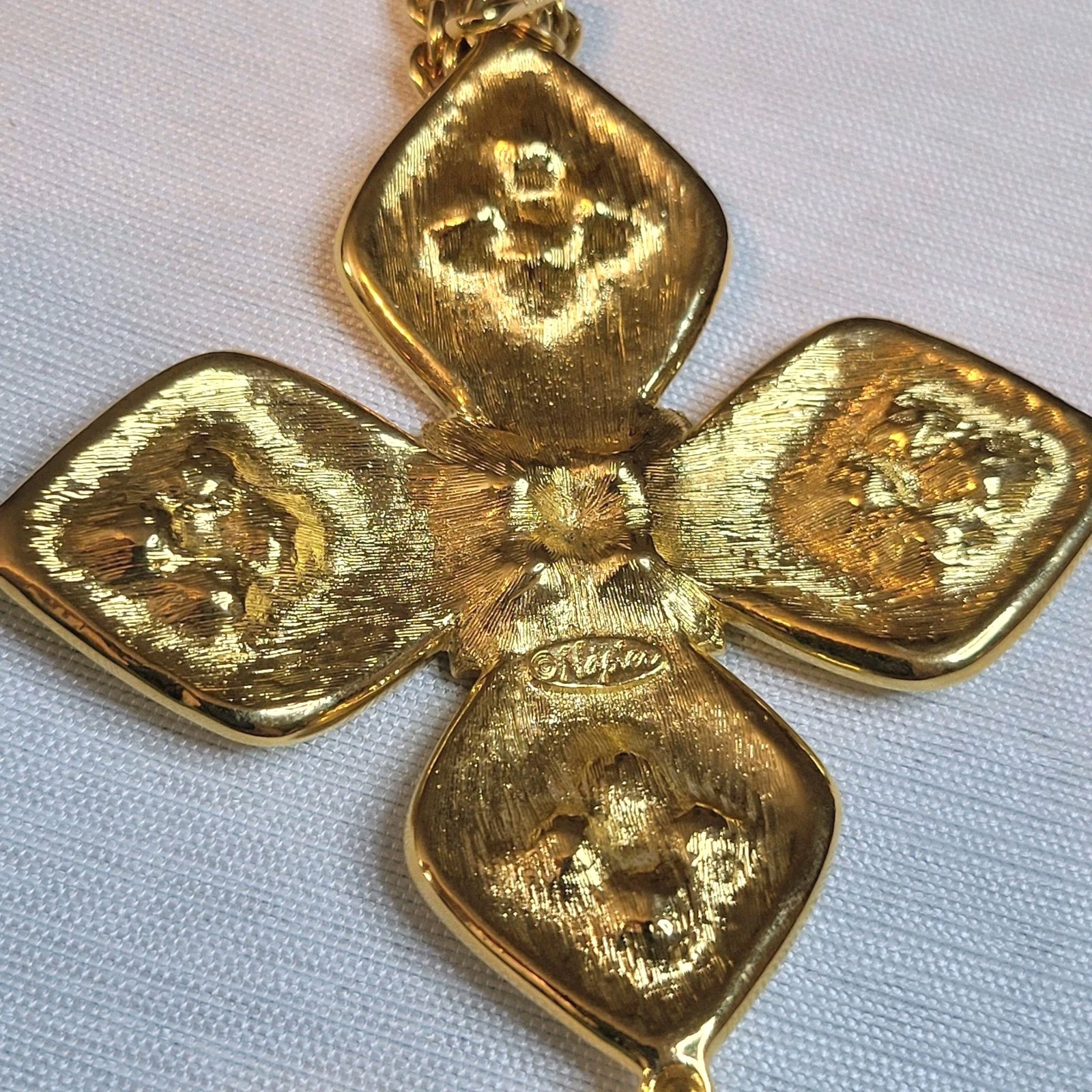 Vintage Napier Galleria Gold Tone Runway Necklace Multi Color Swarovski Crystal