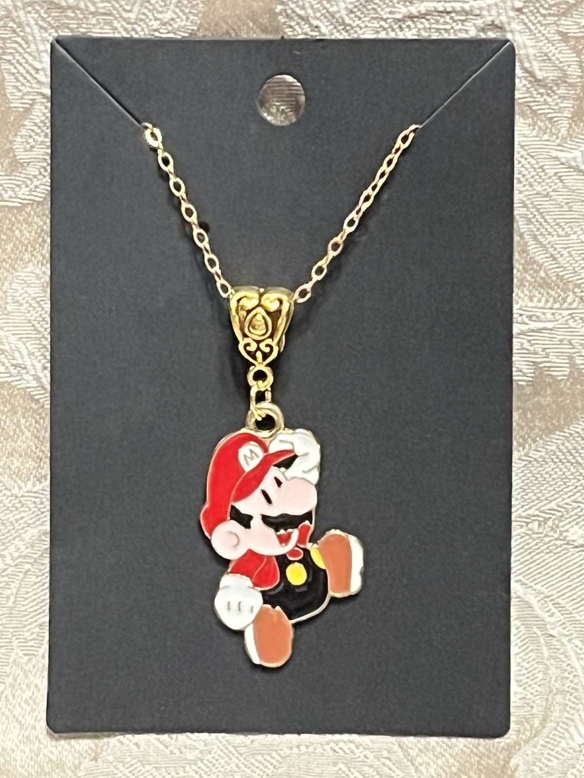 Cartoon Mario Luigi Video Game Gold Enamel Bohemian Trendy Necklace 18”