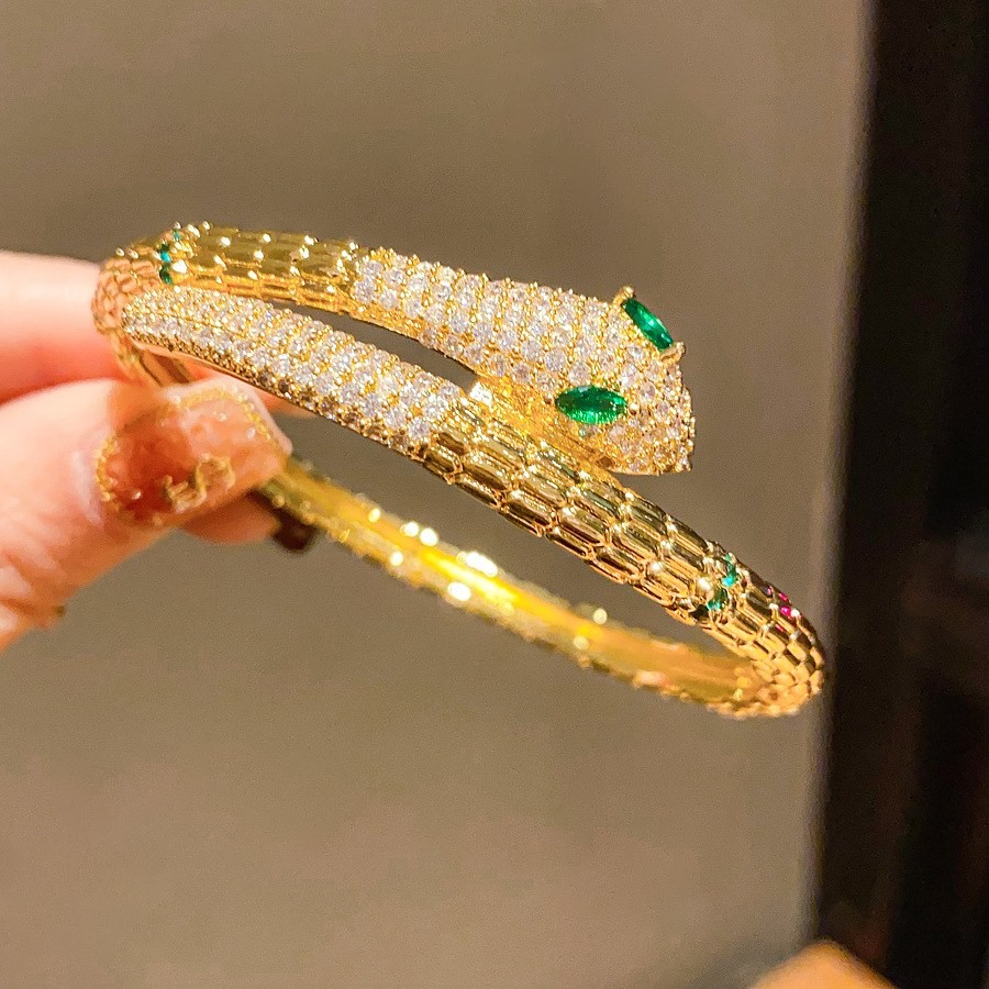 Vintage European Zircon Inlaid Bracelet Sparkly Rhinestone Bangle
