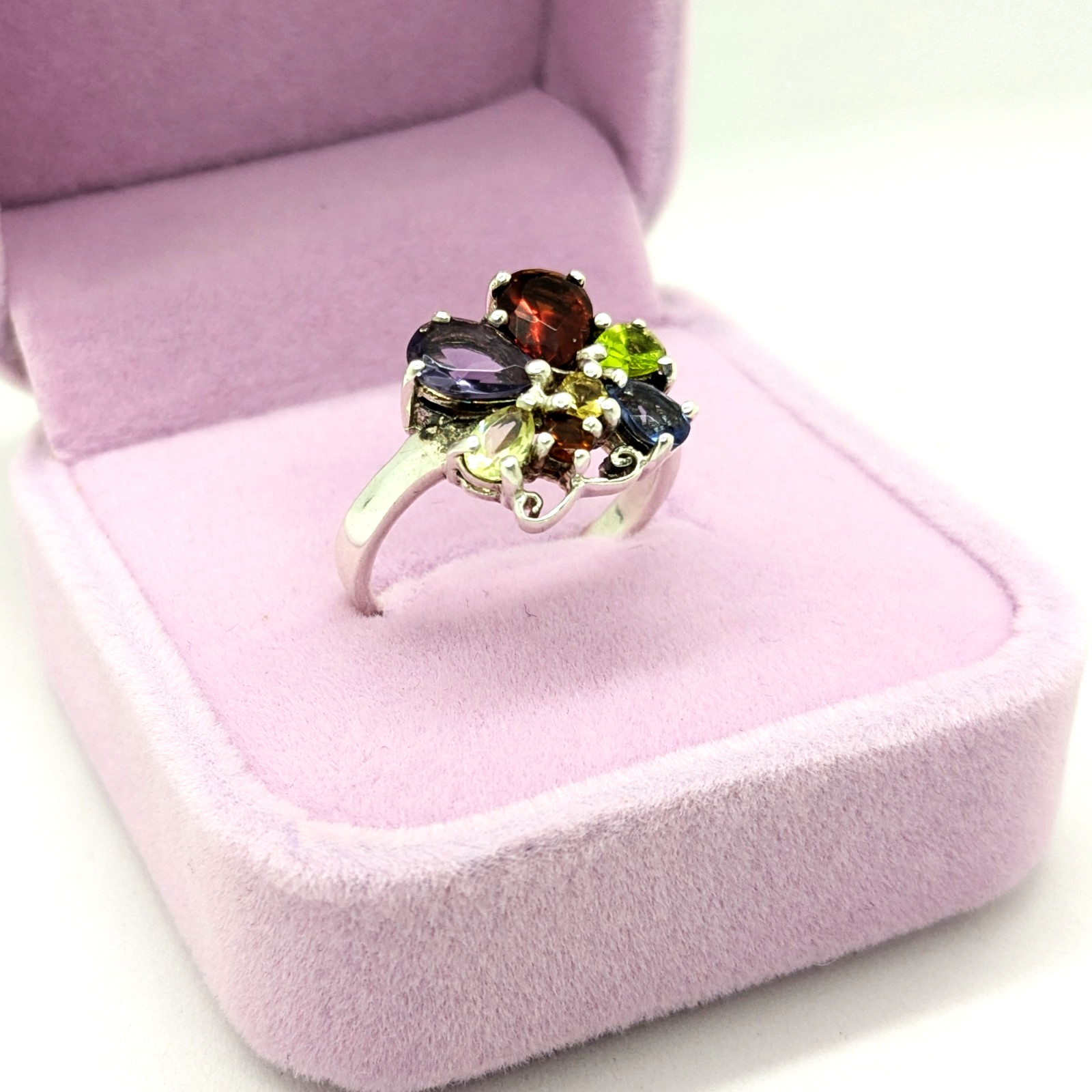 Vintage Luxury RING “Samotsvety”Silver 925 with Bright Stones -size: 7.5US| #127