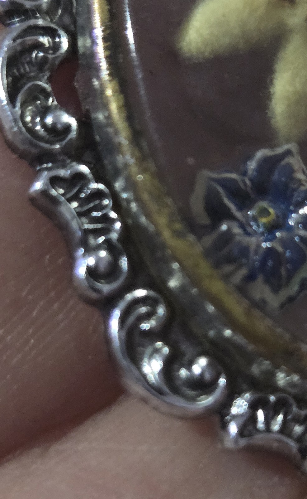 Antique Victorian Encapsulated EDELWEISS Flower Pendant Signed WEST GERMANY