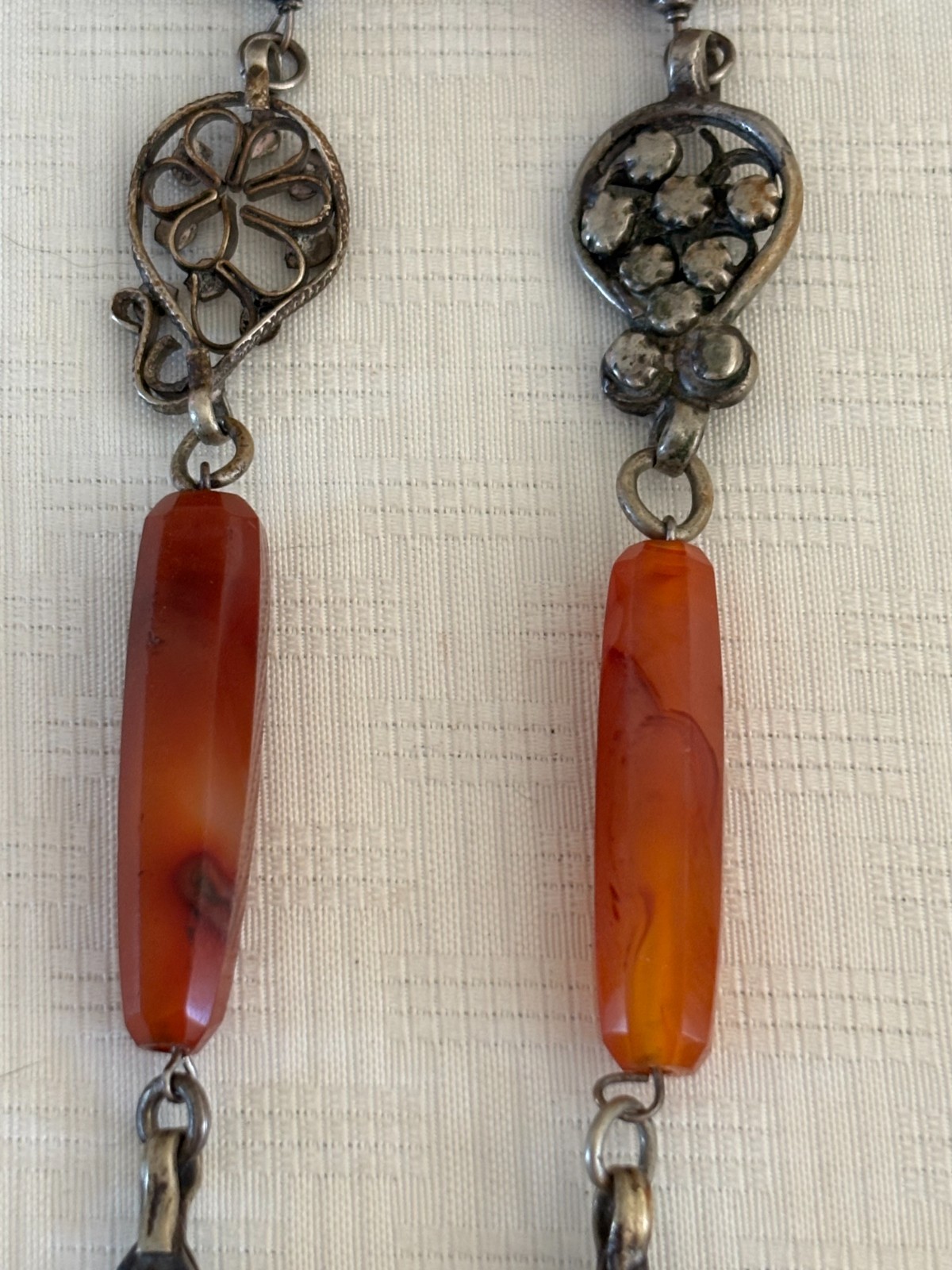 Vintage Turkmen Silver Carnelian Asyk Heart Necklace Yemeni Tribal Statement