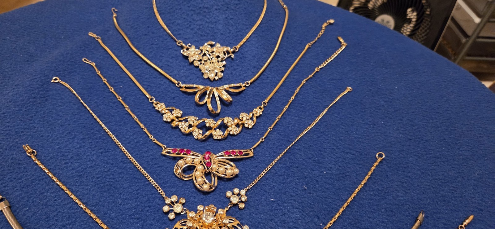 Vintage Mid Century Necklace Lot Of 10. Rhinestones. 6 Signed Kramer Trifari…