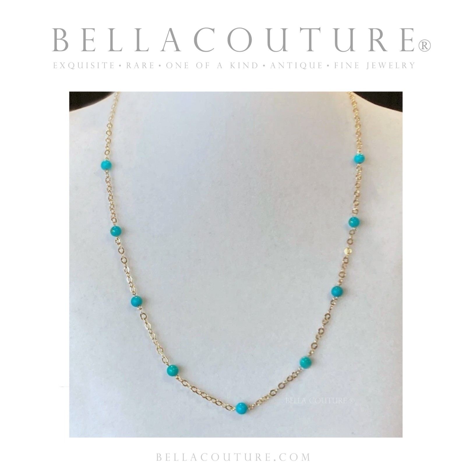 $550 NEW BC® 18K YELLOW GOLD TURQUOISE DIAMOND ROSE CUT VTG CHAIN 750 BRACELET