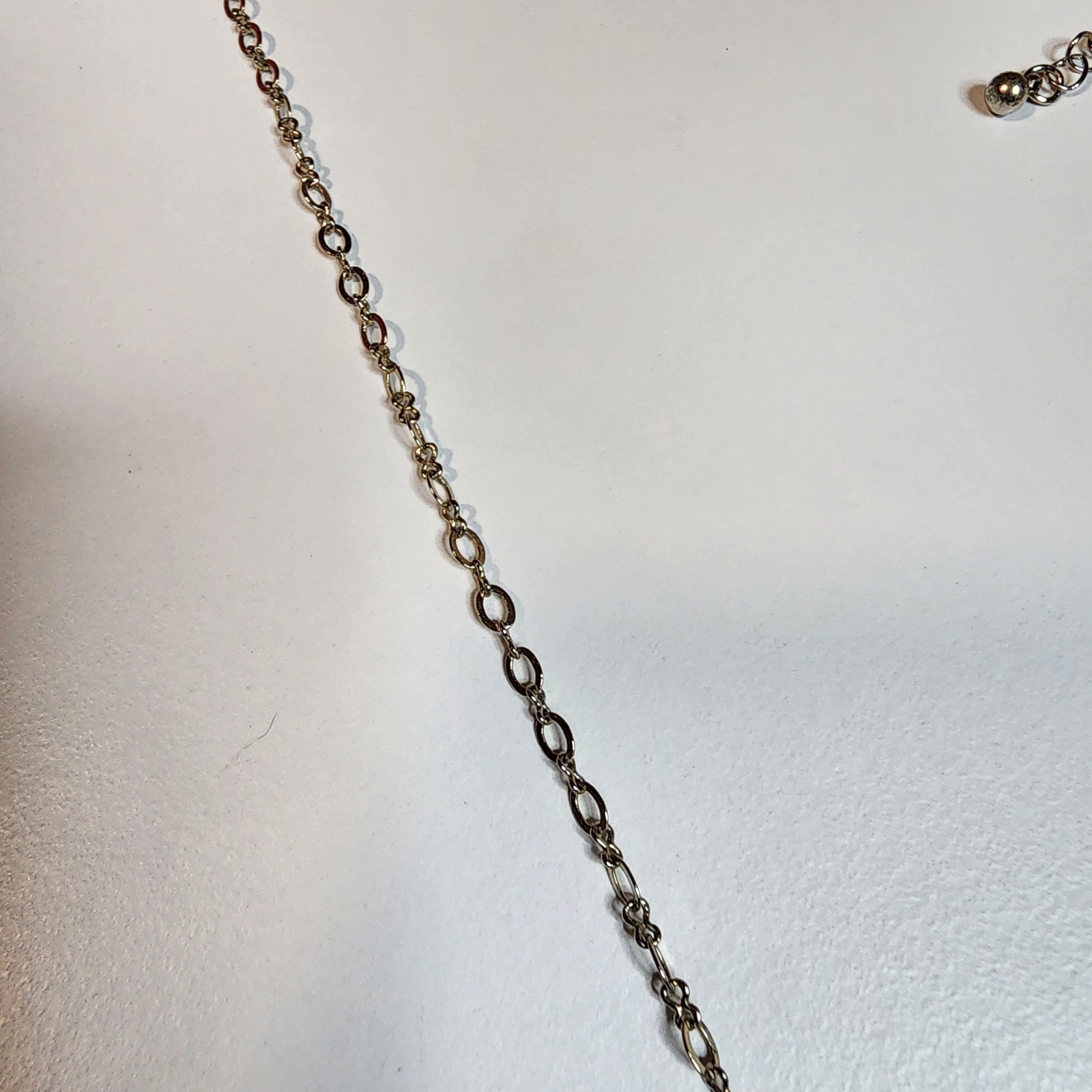 Lane Bryant Chain Tassel Necklace Vintage Gold Tone Signed Long 32″ White Stone