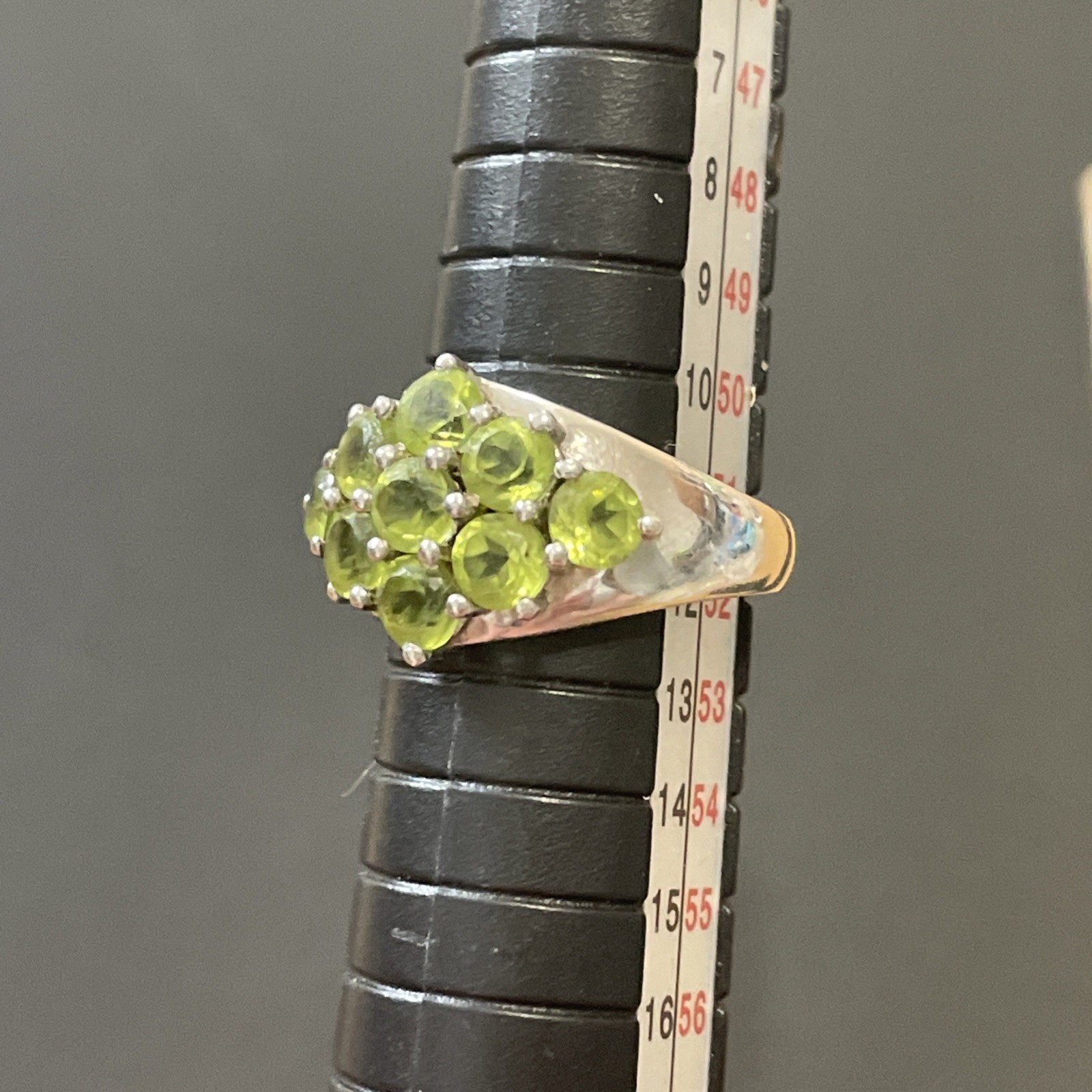 Vintage Sterling Silver 925 Green Peridot Cluster Statement Ring Size 6 India QJ